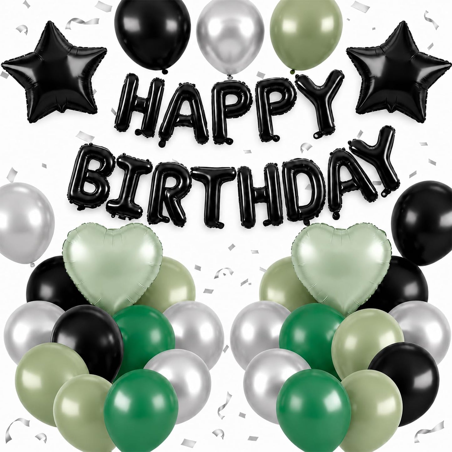 HotNavy Blue and Black Birthday Decorations for Men,Blue Black White Balloons Happy Birthdays Balloon Banner Silver Confetti Balloons for Men Boy Girls Women Adults Birthday Party Decorations