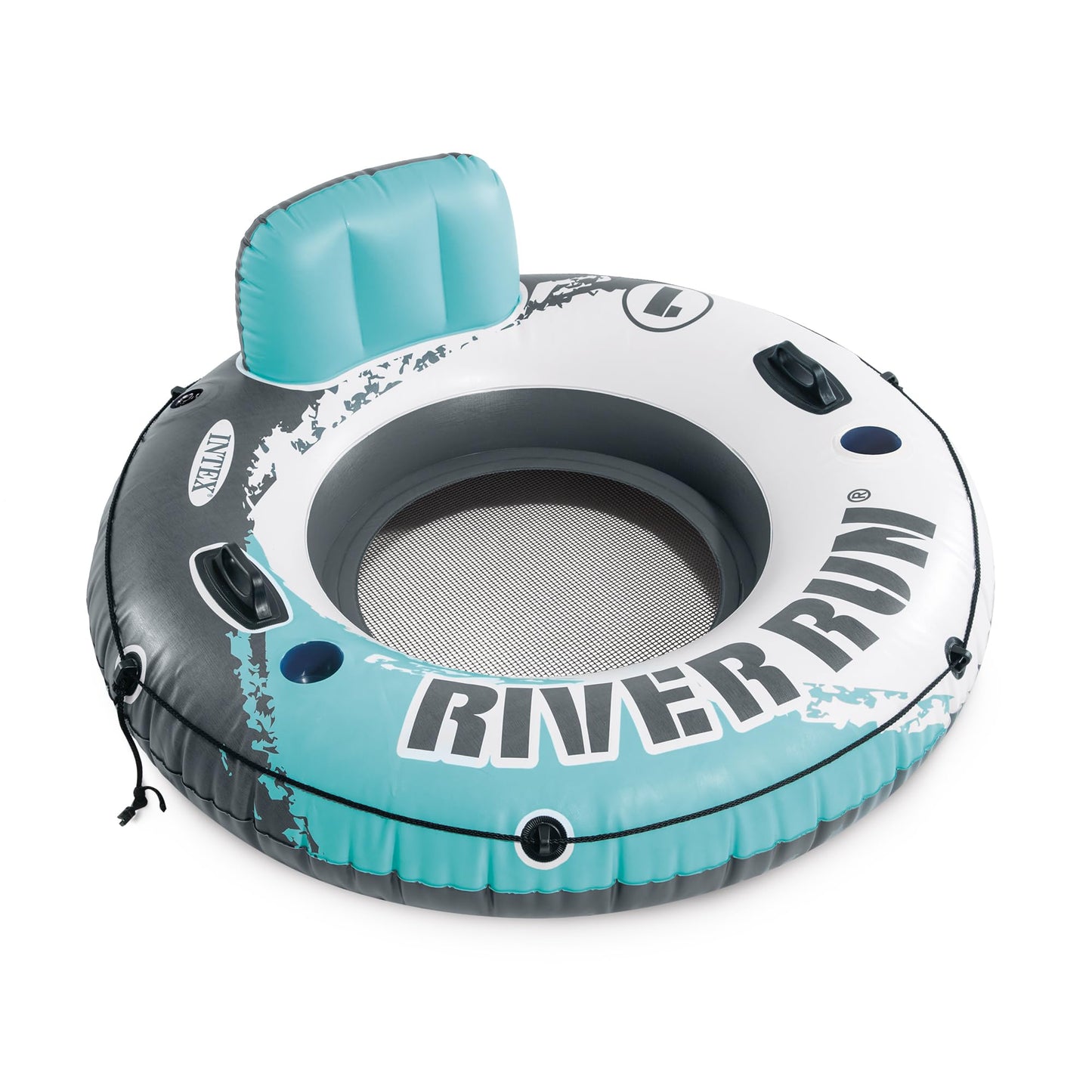 HotINTEX 56843EP River Run 1 Pro Inflatable Floating Lounge: GoPro/Phone Mount – Built-in Cup Holder and Storage Compartment – Durable Grab Handles – Easy-to-Use Connectors – 220lb Weight Capacity