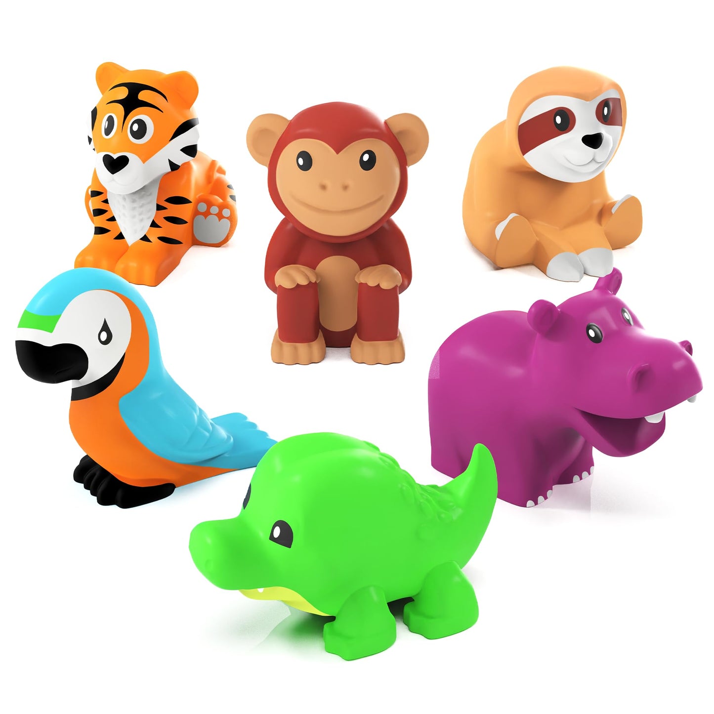HotTub Works® Marine™ Mold Free Bath Toys, 6 Pack | Sealed, No Hole Bath Toys Design Keeps Moisture Out | Soft, Squeezable & Float on Water | Easy-Grip Baby & Toddler Bath Toy Set | Great Baby Pool Toys