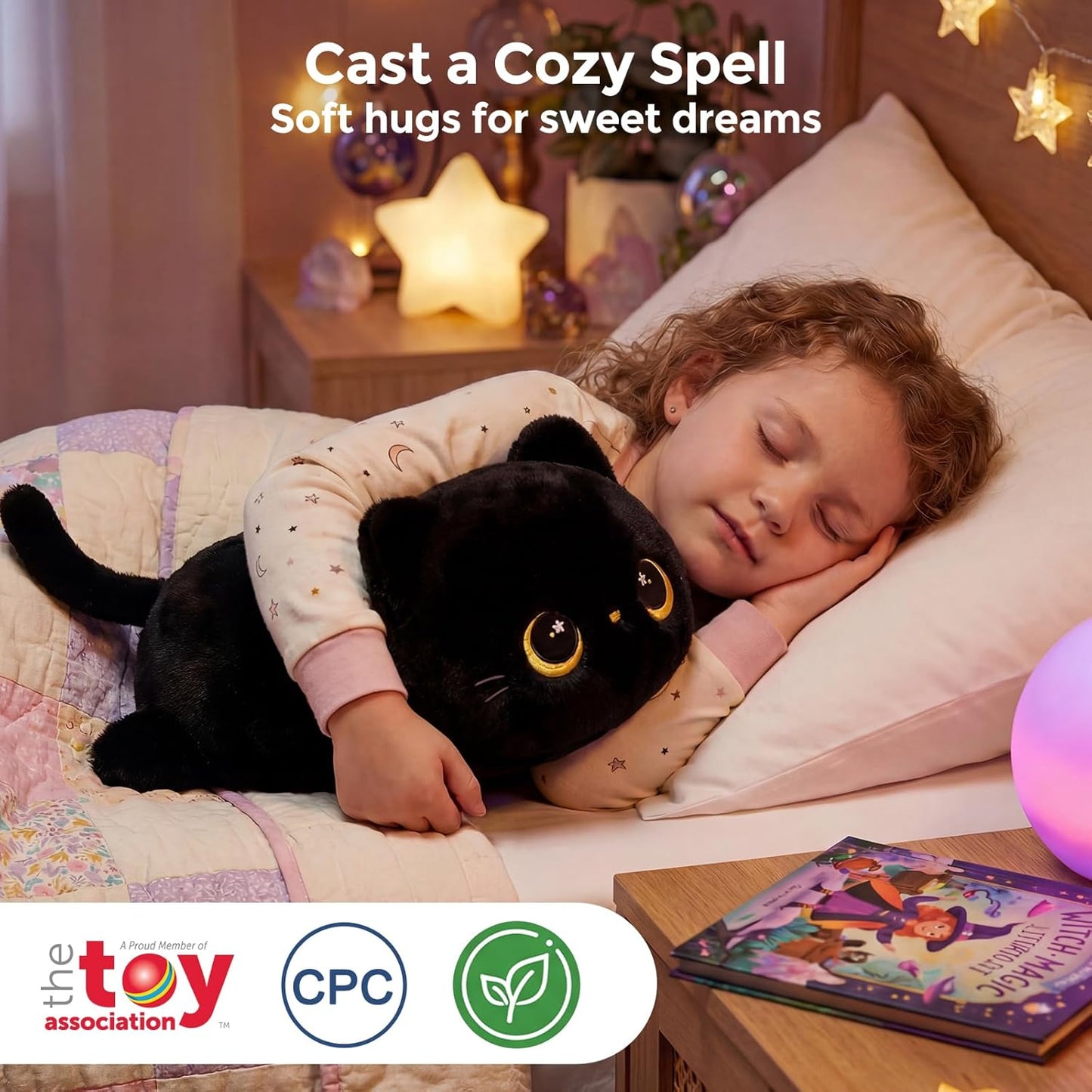 Hot Mewaii Cute Black Cat Plush Pillow, Kawaii Plushies Black Cat Stuffed Animals, Squishy Plushies, Cuddle Plush Pillow for Kids & Girls (13 Inch)