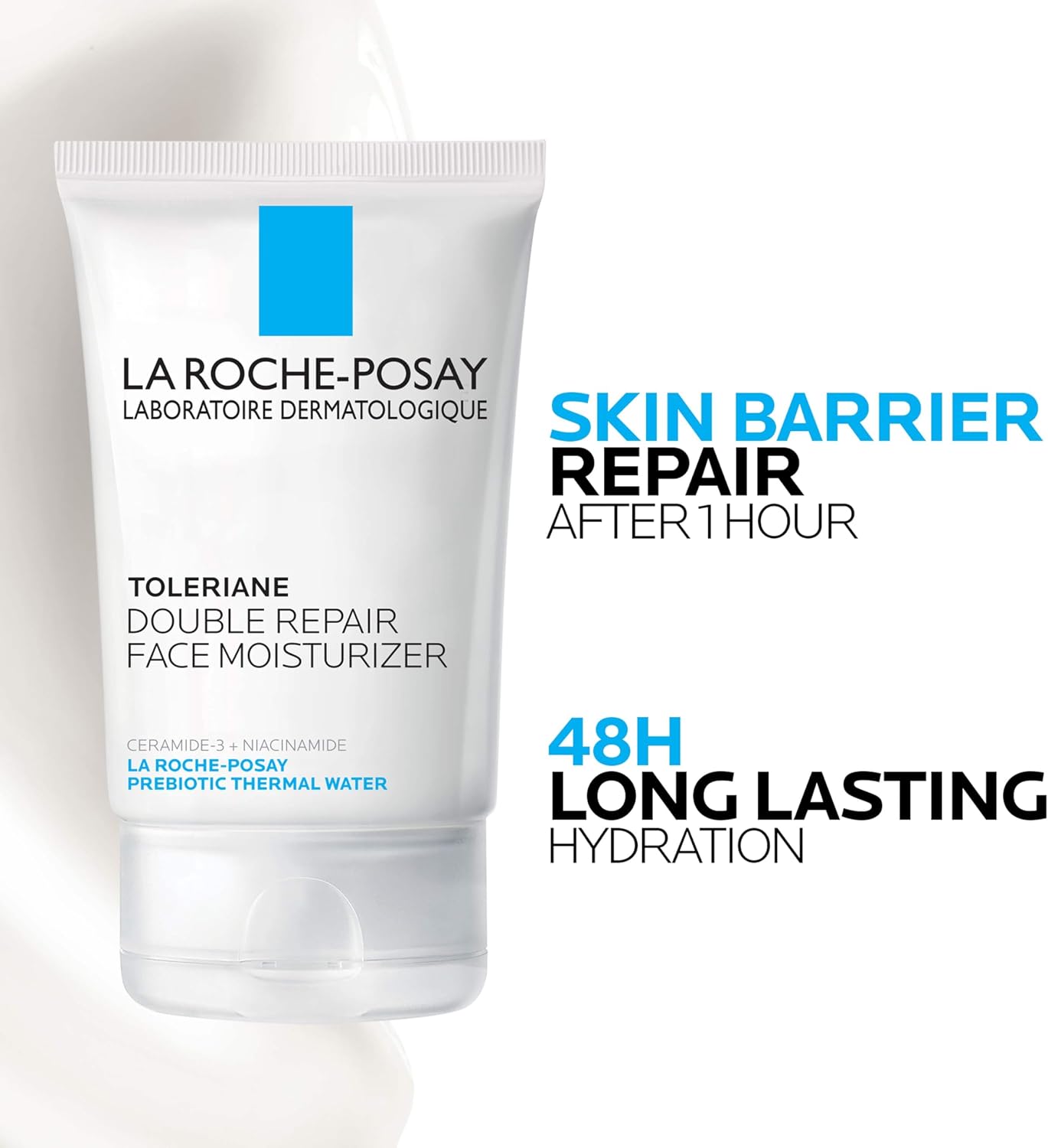 HotToleriane Double Repair Face Moisturizer, Daily Moisturizer Face Cream with Ceramide and Niacinamide for All Skin Types