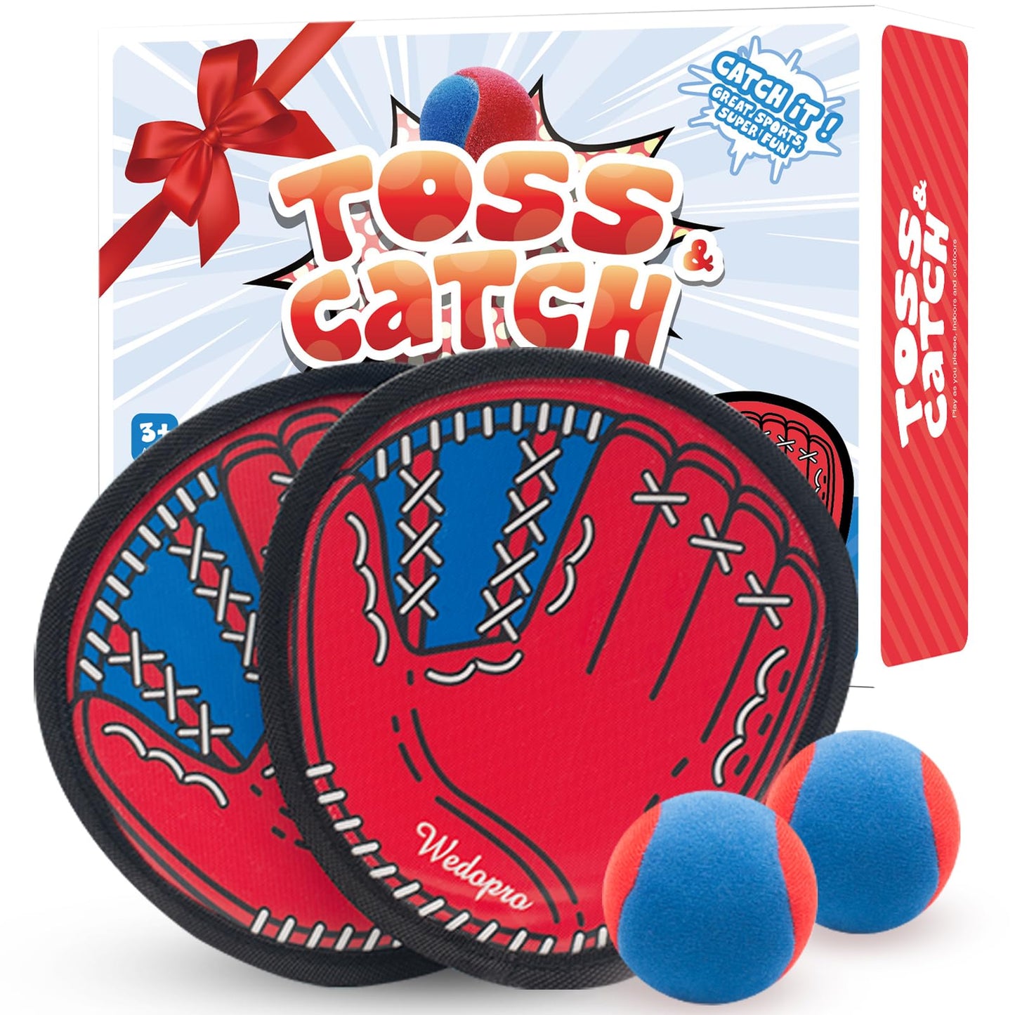 HotToss and Catch Ball Game, Kids Toddler Baseball Glove & Catch Ball Toys, Outdoor Games for Family, Toys for Beach Yard Pool Outside, Birthday Easter Gift for Ages 3 4 5 6 7 8-12 Year Old Boys Girls