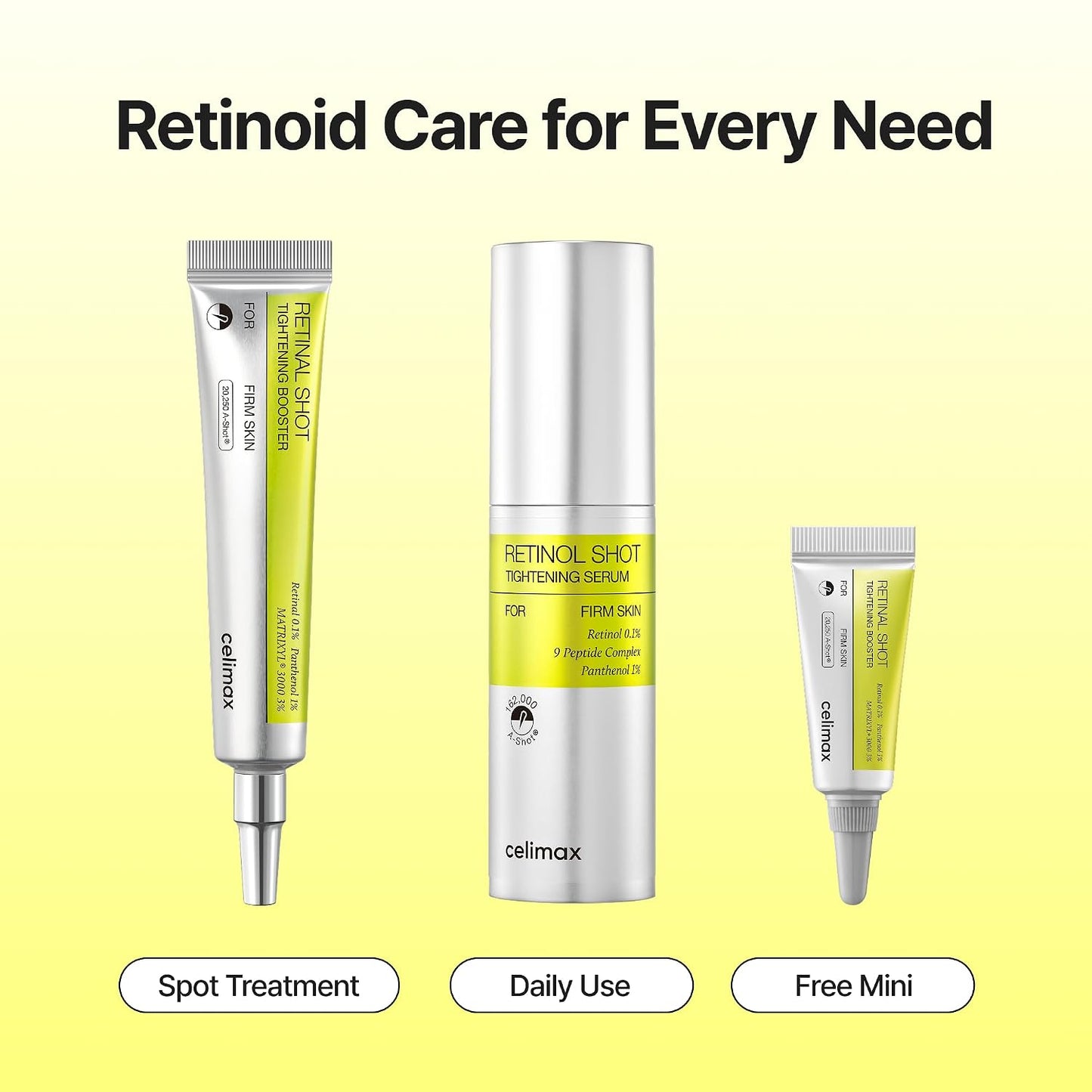 Hotcelimax The Vita A Retinal Shot Tightening Booster + Retinol Serum Set Global Exclusive | | 0.1% Retinal, 3% Matryxyl, High-Strength Retinoid for Anti-Aging, Pore Minimizer, Wrinkles & Fine Lines