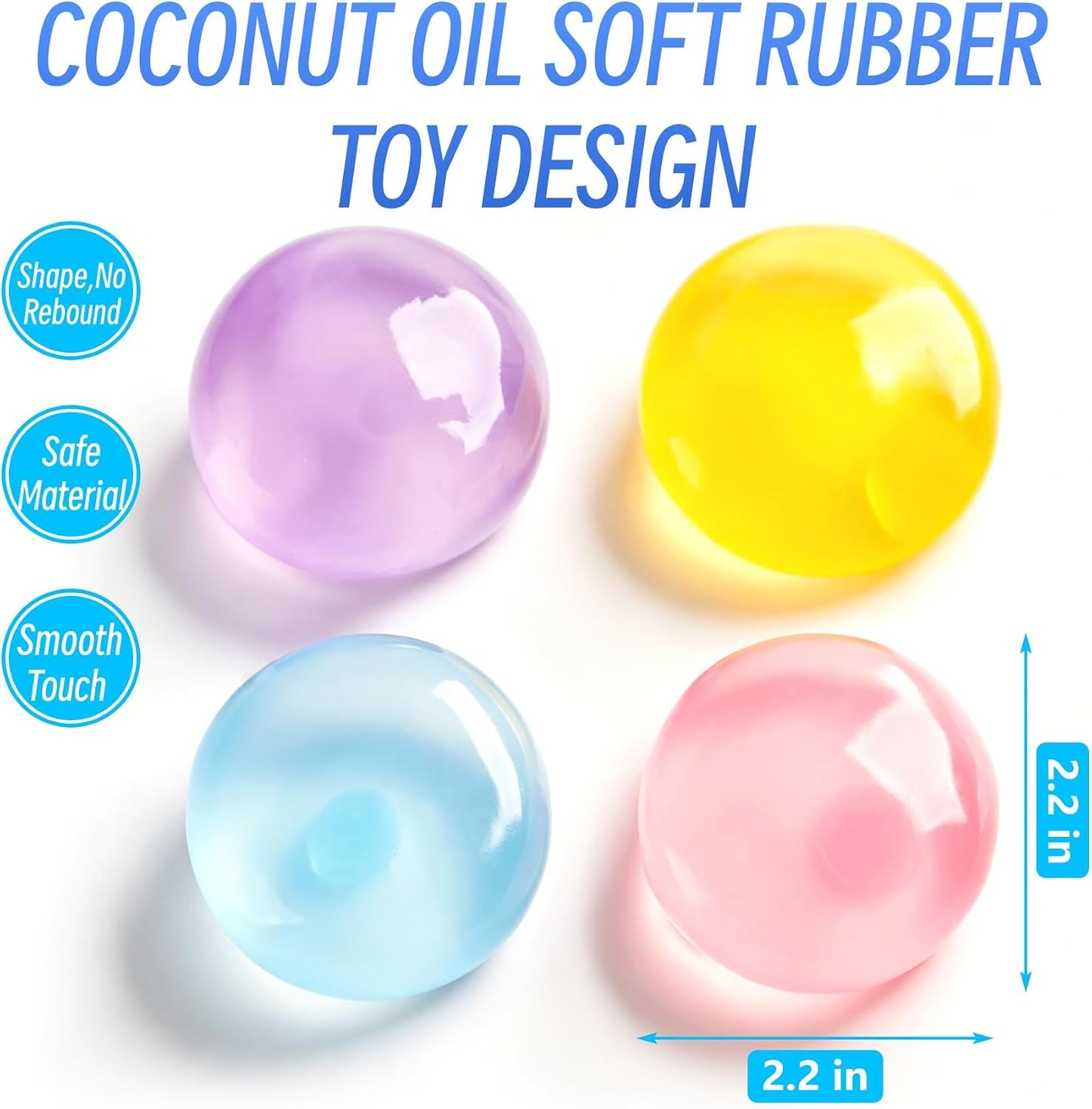 Hot 2 PCS Coconut Oil Squishy – Formable No-Rebound Stress Relief Balls, Sensory Fidget Toys for Study Work & Relaxation, Calming Desk Decor Anxiety Relief Gifts for Kids & Adults(Blue+Pink)