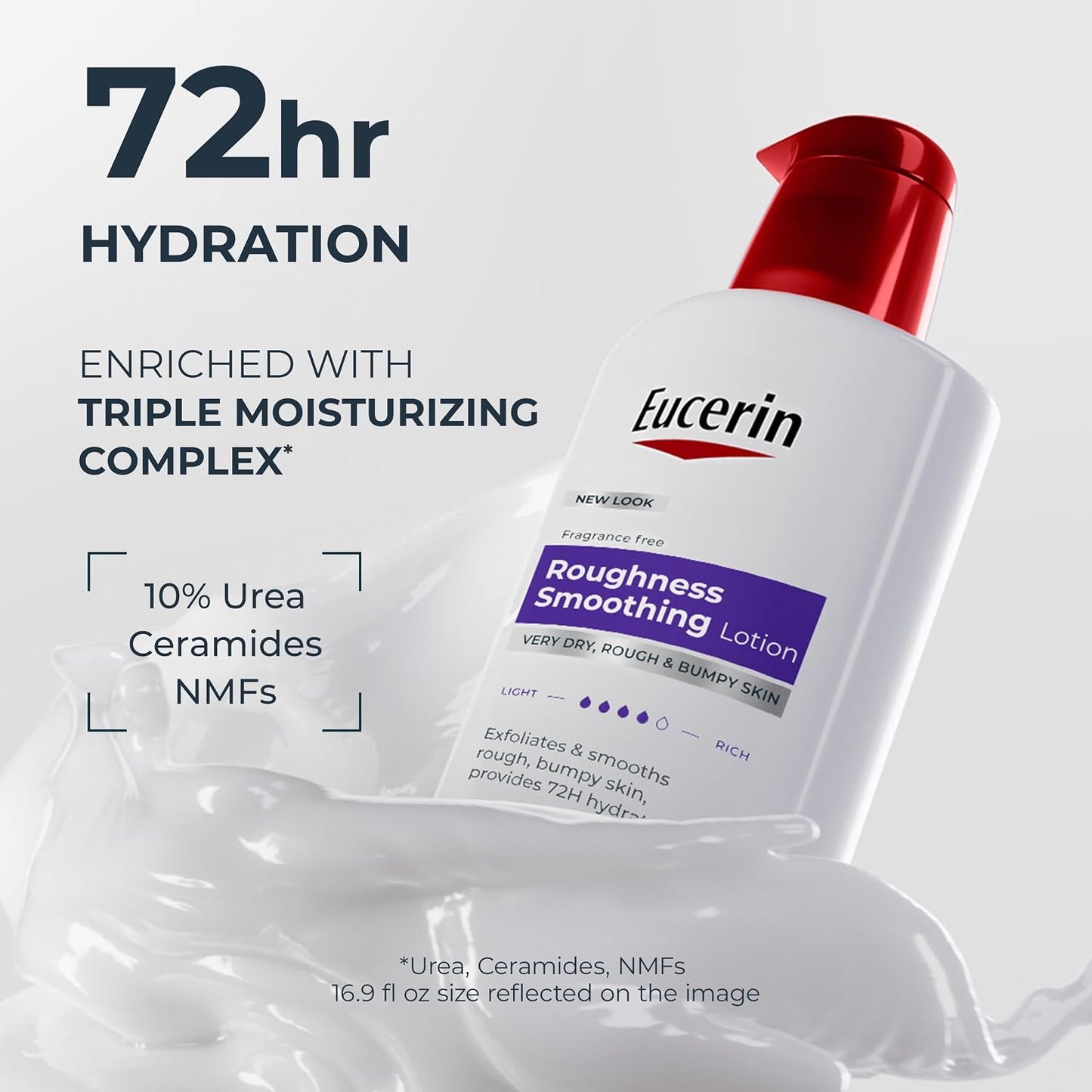 HotEucerin Roughness Smoothing Body Lotion for Dry, Rough Skin, Urea Enriched Body Moisturizer, 16.9 FL OZ Pump Bottle