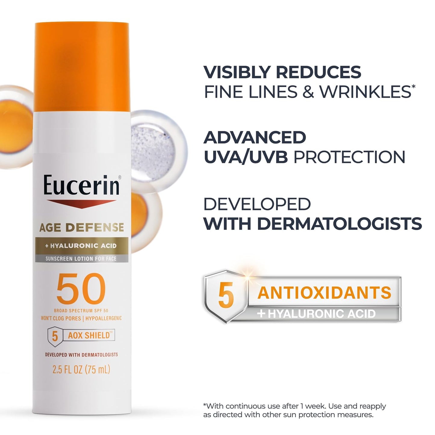HotEucerin Sun Age Defense Face Sunscreen Lotion SPF 50, 2.5 FL OZ