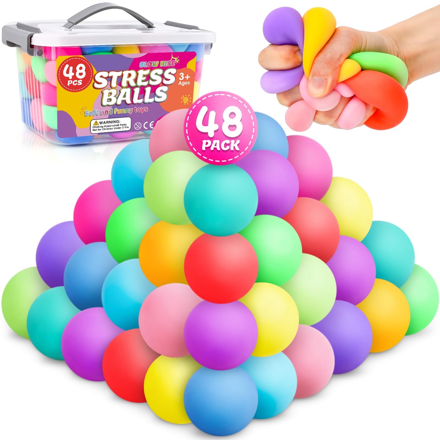 Hot12 Pack Slow Rising Stress Ball,Stress Balls for Kids Adults,Stretchy Fidget Toys for Stress Relief,Hand Therapy Sensory Squishy Ball, Squishy Toys for Kids, Classroom Prize Box Party Favors