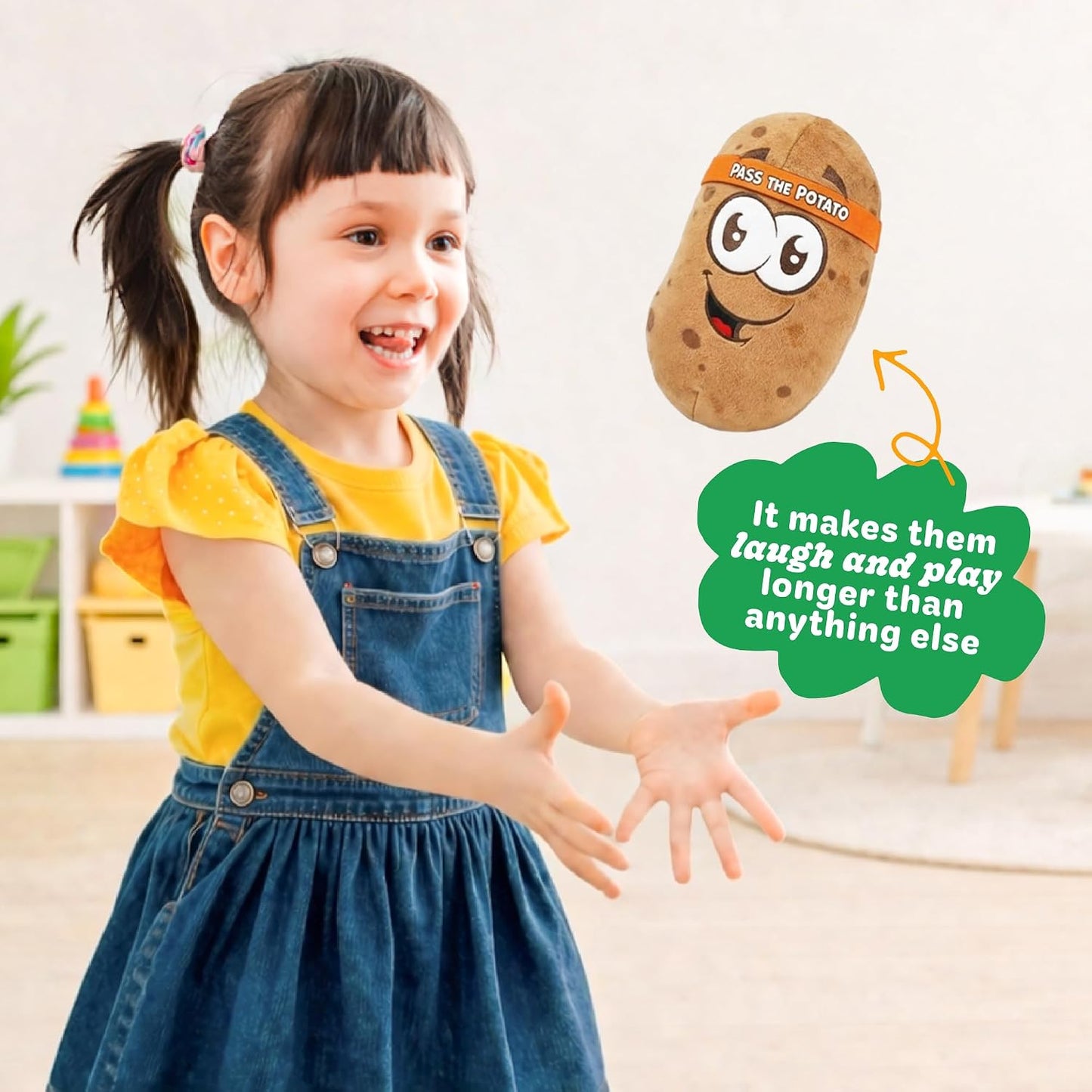 HotMove2Play, Pass The Potato | Hilariously Wild & Fun | Active Family Game for Kids Ages 3-8+ | Indoor Outdoor Toss Game | Party Games for Boys & Girls | Camping Travel Fun