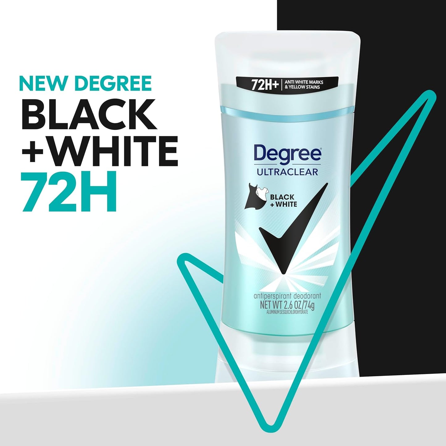HotDegree Women's Black+White 4 Count Antiperspirant Balm 2.6 oz - Protects from Deodorant Stains, Fresh Scent, 48H Non-Stop Protection
