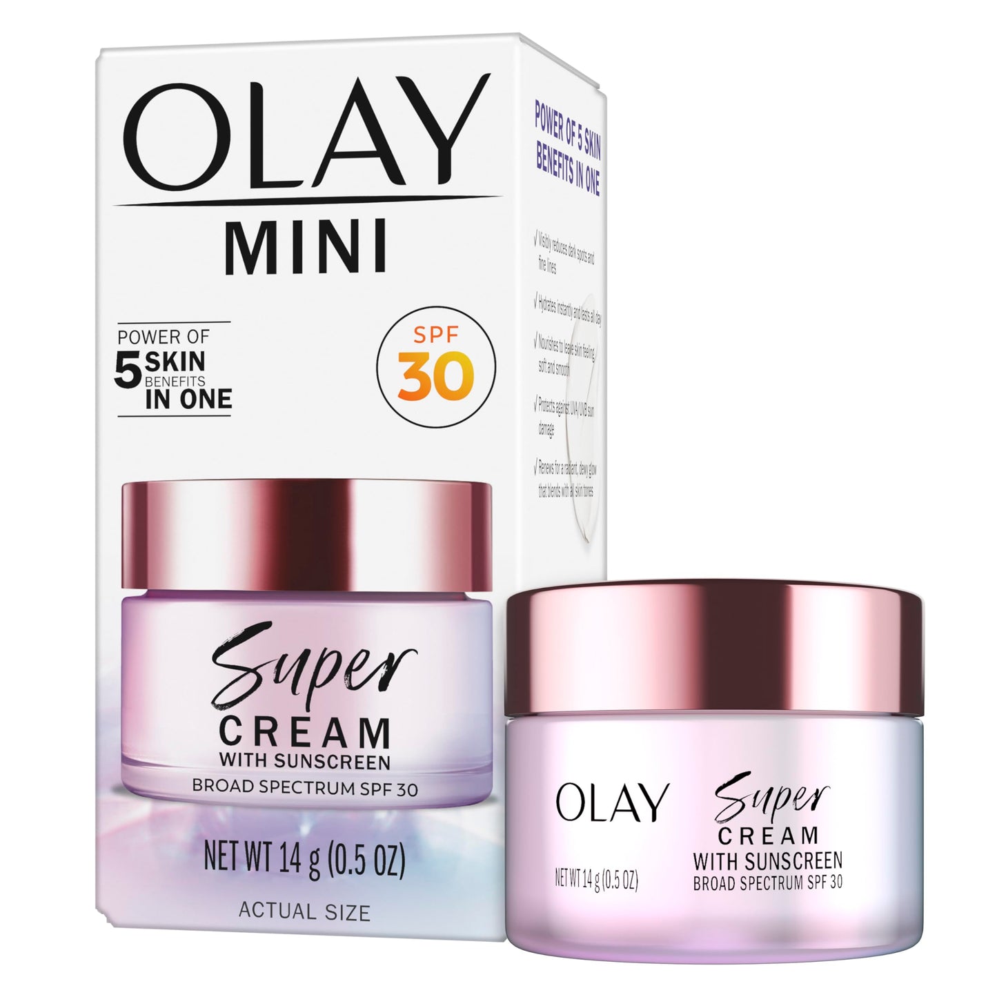 HotOlay Super Cream with Sunscreen SPF 30, Lightweight Face Moisturizer with Sun Protection, 5-in-1 Skin Care Benefits - Hydrating, Brightening, Firming - Niacinamide, Vitamin C, Collagen Peptide, 1.7 oz