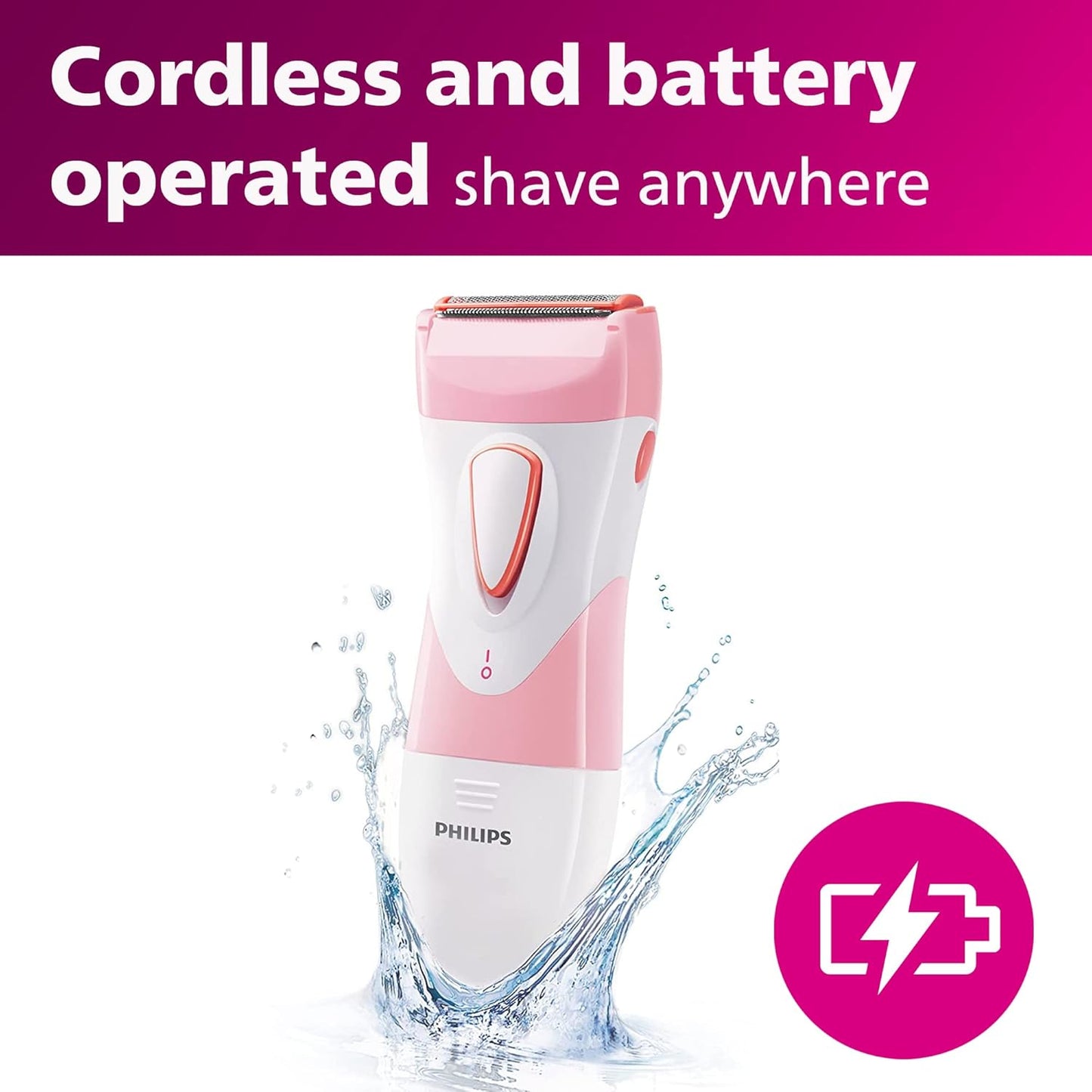 HotPhilips SatinShave Essential Women’s Wet & Dry Electric Shaver for Legs & Body, Cordless, with Hypoallergenic Foil, HP6306/50