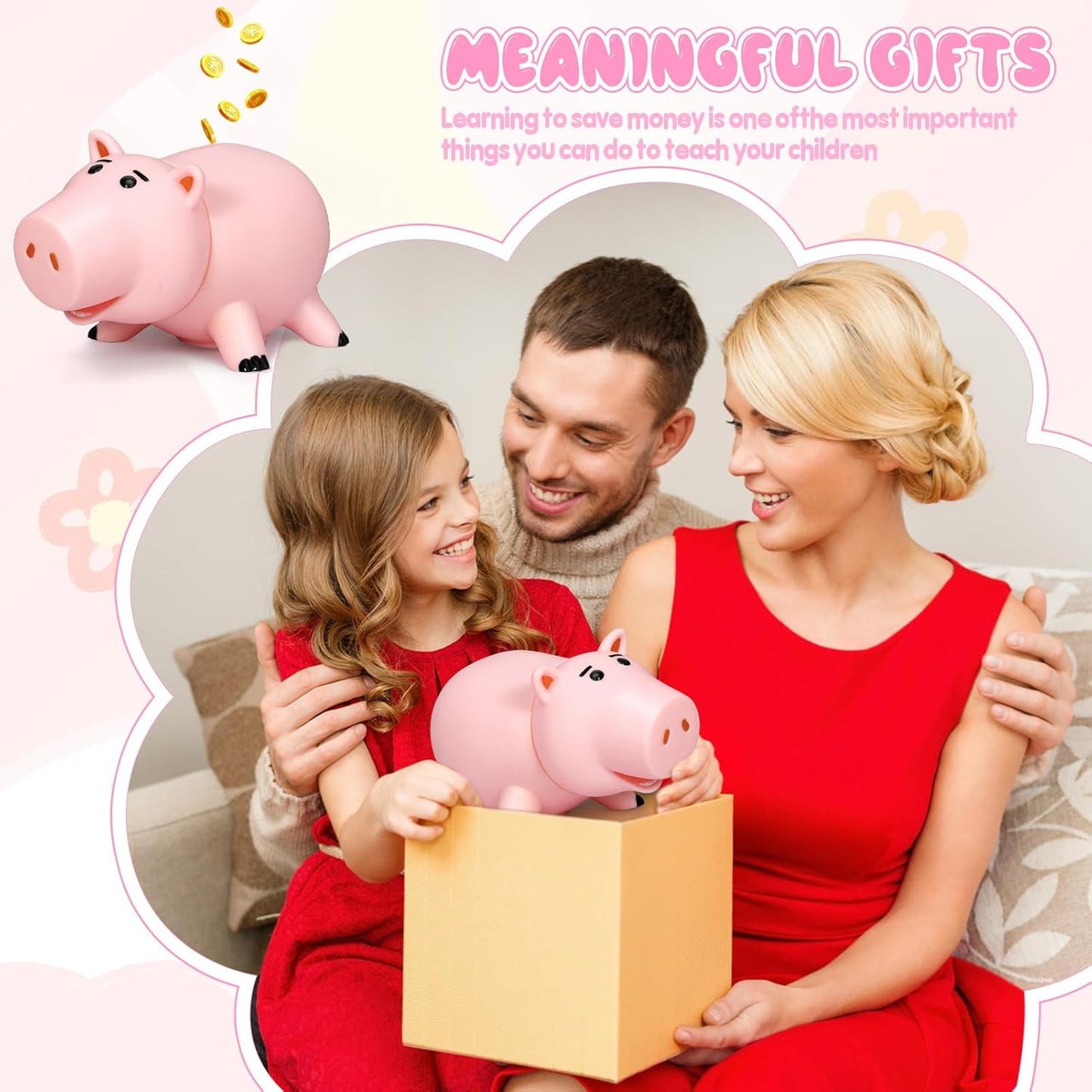Hot Hamm Piggy Bank Cute Pink Pig Money Box Plastic Saving Coin Box with Color Package Money Bank Great Gift Toy for Kid Children Girls Boys