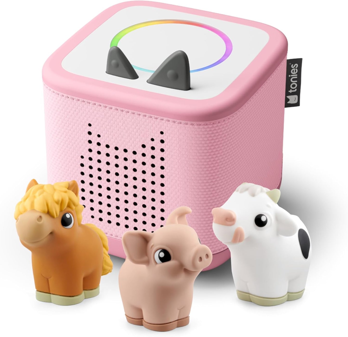 HotToniebox 2 My First Farm Bundle for Kids 1+ with Soft and Squeezable Cow, Horse, and Pig - Cloud Pink