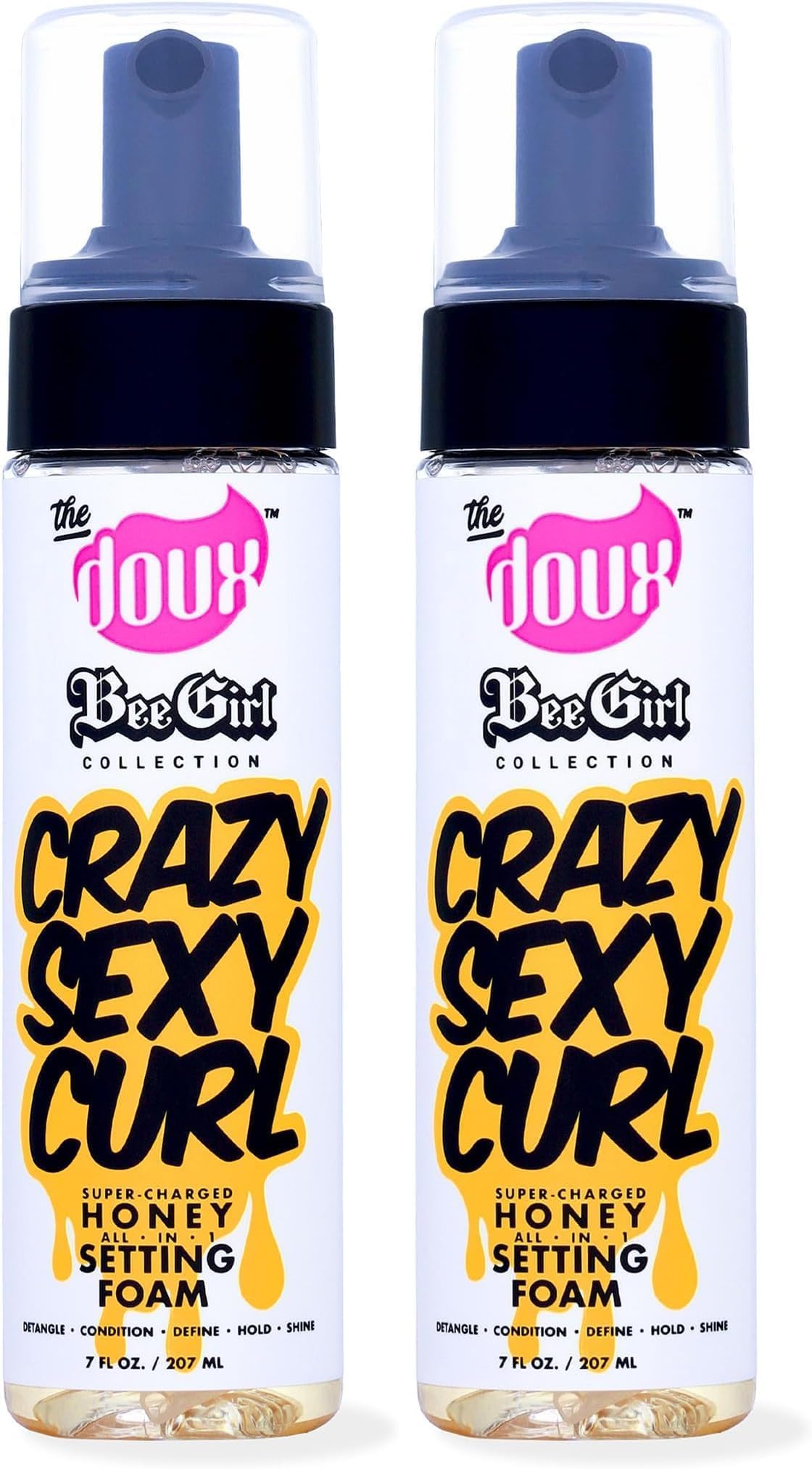 HotThe Doux CRAZYSEXYCURL Honey Setting Foam - Curly Hair Mousse - All-in-One Styler for All Hair Types - 7 oz