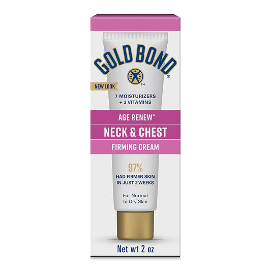 HotGold Bond Age Renew Neck & Chest Firming Cream, 2 Oz, Hydrates, Renews, and Visibly Improves Firmness, Texture & Elasticity of Aging Skin, Non-Greasy, Dermatologist-Tested, Hypoallergenic, Unscented