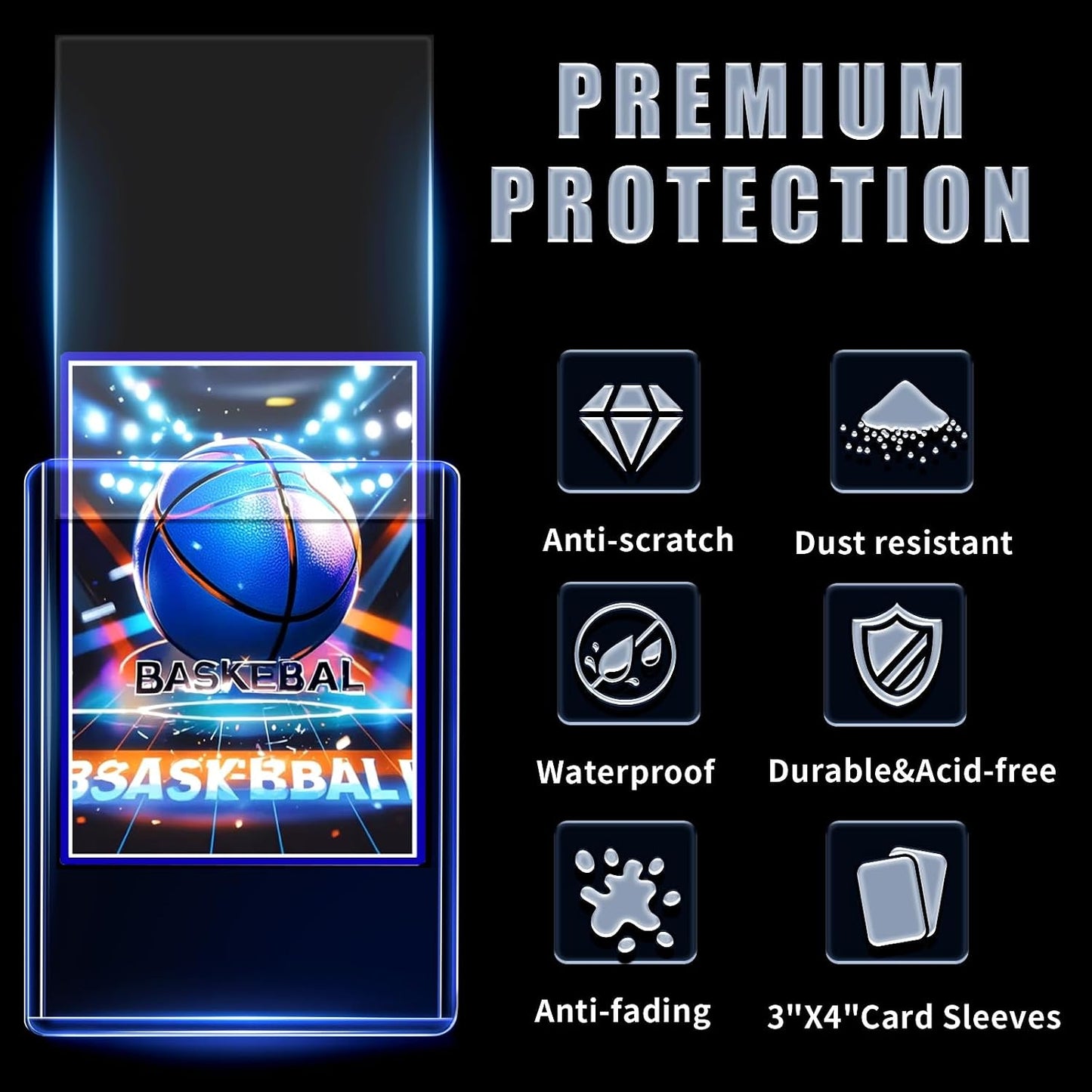 Hot200 Card Sleeves Toploads for Cards,3" x 4" Baseball Card Protectors,Premium Standard Size Trading Hard Plastic Card Holder for Sports Football Cards(100 Hard Protectors +100 Soft Sleeves)