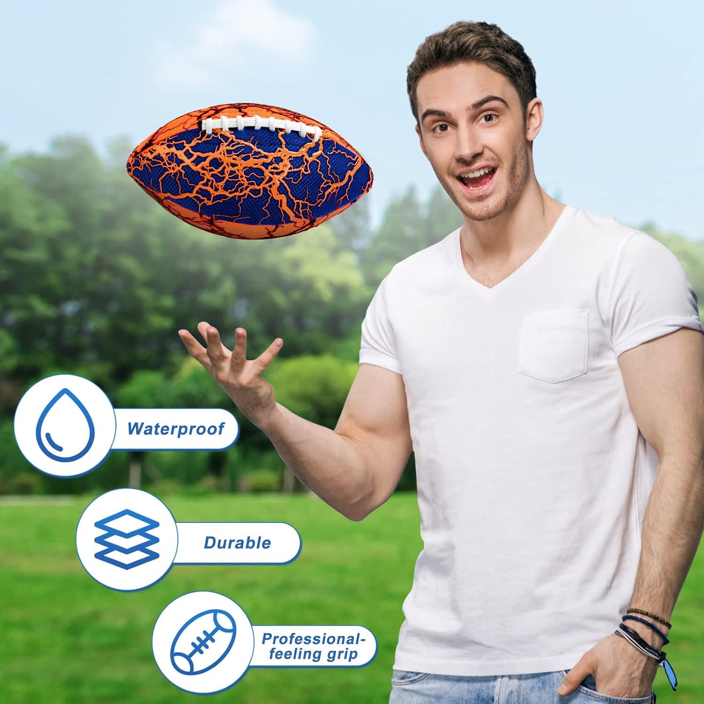 HotJasonwell Pool Beach Water Football - 2Pack Strong Grip Waterproof Football for All-Weather Play Pool Toys Beach Games Outdoor Sports Toy Christmas Birthday Gifts for Kids Boys Teens Adults