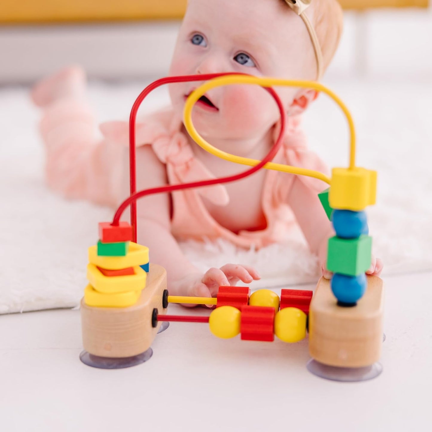 HotMelissa & Doug First Bead Maze - Wooden Educational Baby Toy with Suction Cups, for Floor, High Chair or Toddler Table, Toddler Toys for Girls & Boys Ages 1+