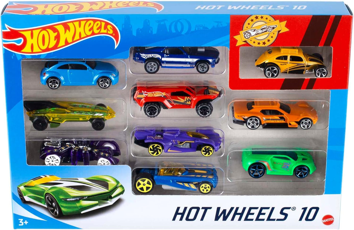 HotHot Wheels 10-Pack (Styles May Vary) | Multipack of 10 of Toy Trucks & Cars in 1:64 Scale, Instant Collection for Kids and Collectors (Amazon Exclusive)