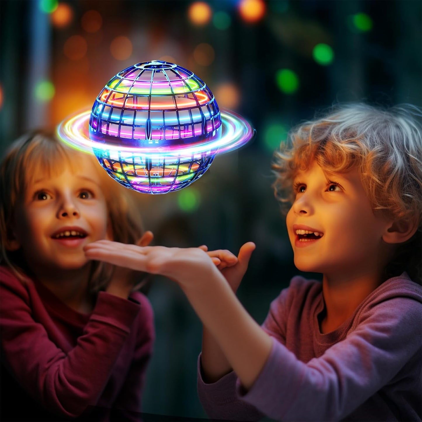 HotIvtivfu Flying Orb Ball (Blue, 2026 Upgraded) with Dazzling Lights, Magic Hover Spinner, Cool Boomerang Drone, Floating Cosmic Globe, Kids Toys Gifts for 6 7 8 9 10 Year Old Boys Girls