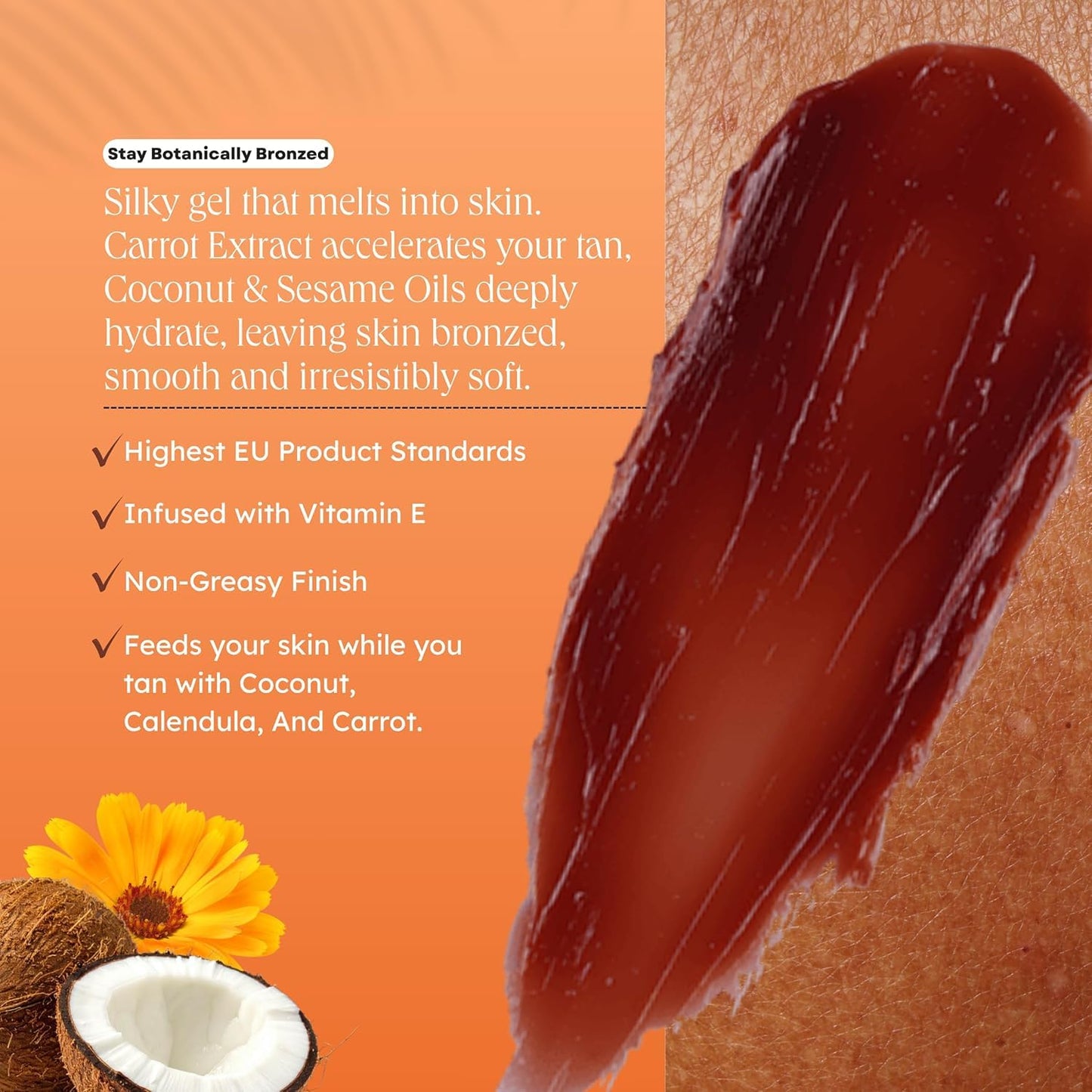 HotCarroten Intensive Tanning Gel | Browning Tan Accelerator | Non-Greasy, Water-Resistant with Carrot and Coconut Oil | Vitamin A & E For Moisture & Hydration | Made in Greece | 5 Fl Oz