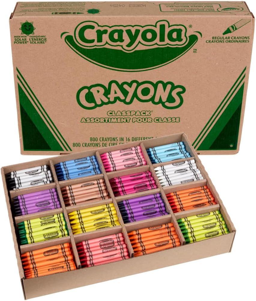 HotCrayola Crayon Classpack, Teacher Classroom Must Haves, Bulk Back to School Supplies, Elementary & Kindergarten Wishlist, 16 Colors (50 Each), 800 Ct