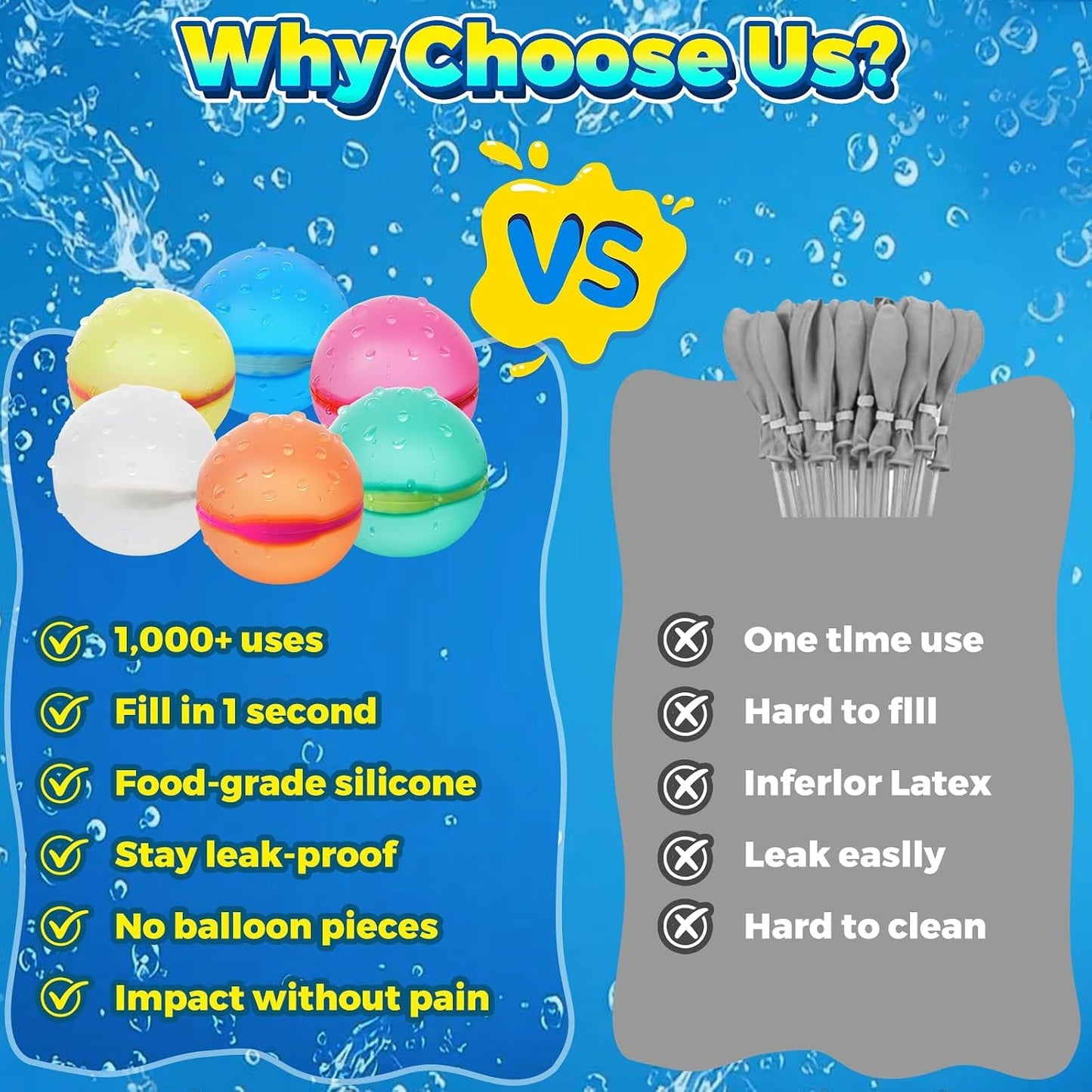 HotReusable Water Balloons,12 Pcs Magnetic Splash Refillable Balls,Summer Water Toys for Kids Pool Beach & Outdoor (12pcs)