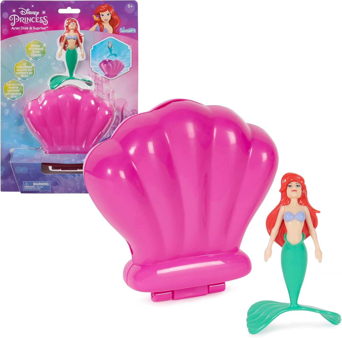 Hot SwimWays The Little Mermaid Ariel Dive N’ Surprise Pool Toy for Ages 5+ | Waterproof Figurine Sinks in Its Capsule and Floats in Surprise Reveal; Teaches Kids Swimming Skills and Diving Confidence