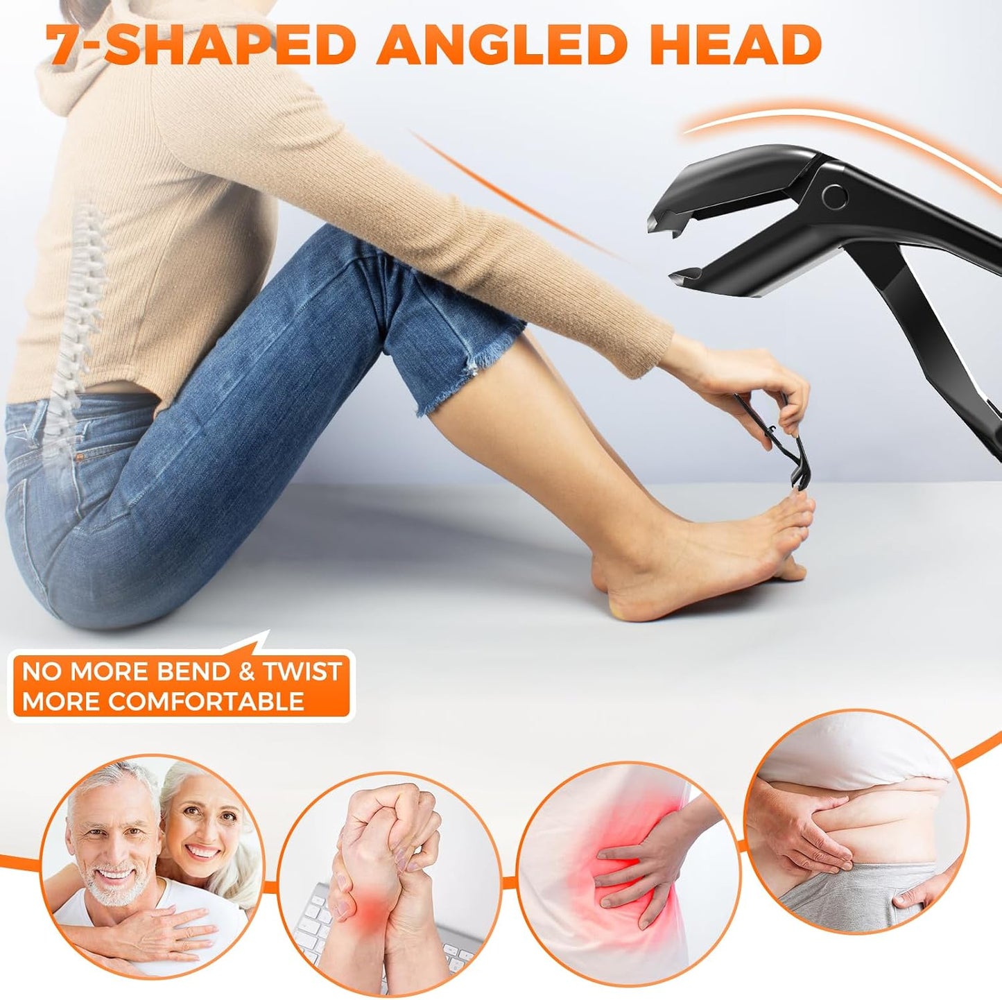 HotToenail Clippers for Seniors Thick Toenails, Upgrade Angled Head Large Toe Nail Clippers for Men with Wide Jaw Opening, Sharp Heavy Duty Fingernail Clipper Cutter with Catcher Long Handle -Black