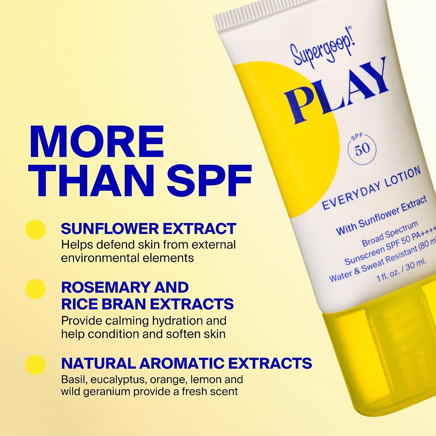 HotSupergoop! PLAY Everyday Lotion SPF 50 - Broad Spectrum Body & Face Sunscreen - Great for Active Days - Fast Absorbing, Water & Sweat Resistant - 18 fl oz