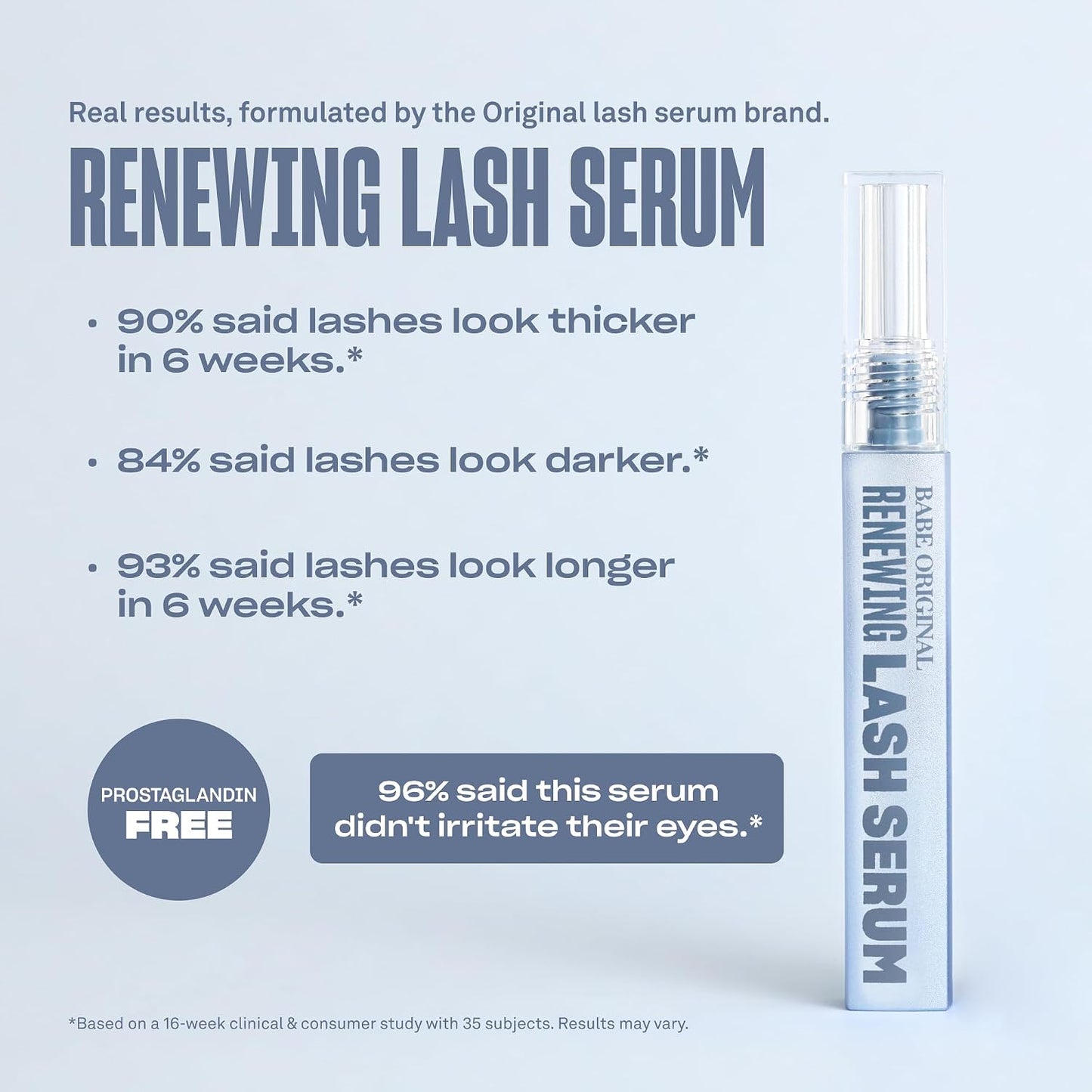 HotBABE ORIGINAL Renewing Lash Serum – Prostaglandin-Free, Peptide-Infused Gentle Lash Serum for Fuller, Longer-Looking Lashes, Lash Enhancing Treatment with Nourishing Botanicals, Vegan & Cruelty-Free
