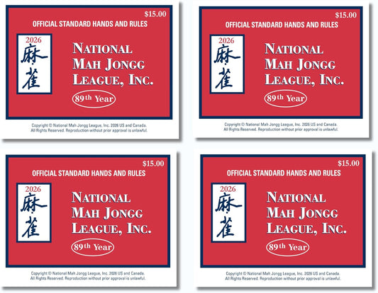 HotNational Mah Jongg League 2026 Mahjong Large Size Cards Four-Pack Bundle - Official Hands and Rules for American Mahjong (Four Large-Size Cards)