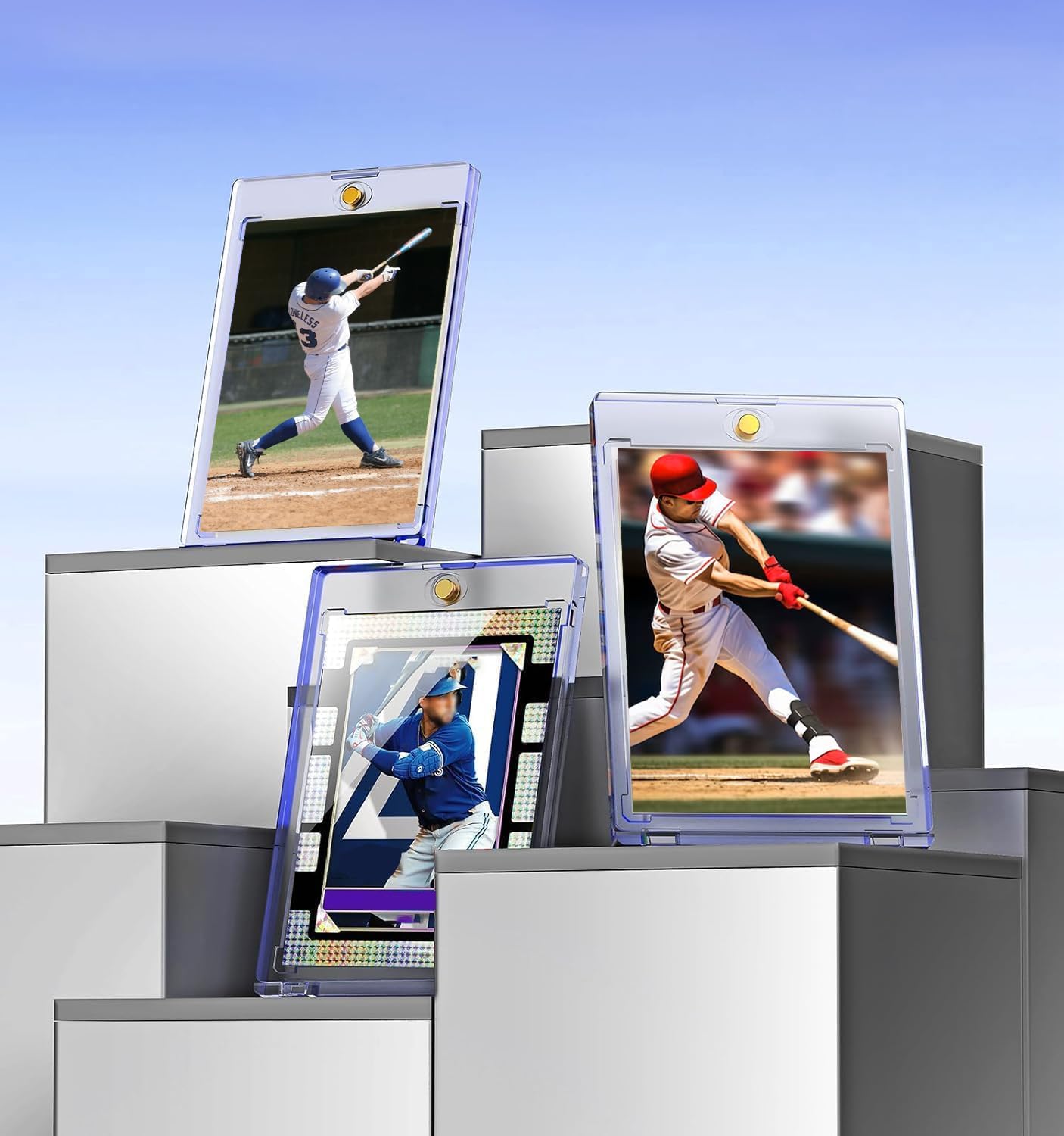 Hot 100ct Magnetic Card Holder, 35pt One Touch Card Holder, U-V Protectors Hard Plastic for Trading Cards, Magnet Case, Sports, Game, Football, Baseball