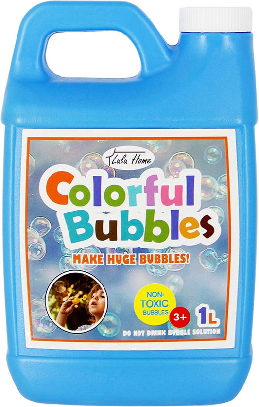 HotLulu Home 33.8 OZ/1 L Concentrated Bubble Solution, Refill for Bubble Machines, Giant Wands, and Blowers - Up to 2.5 Gallons for Kids' Birthday Parties