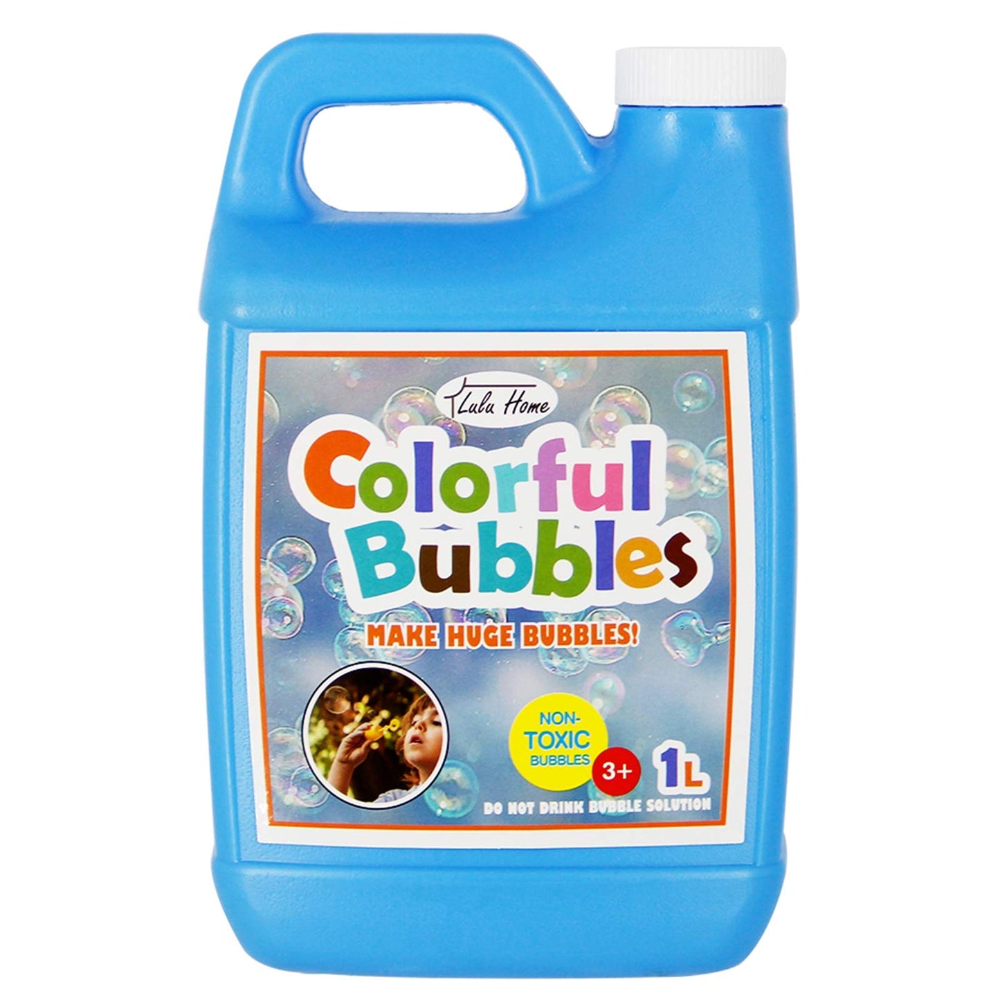 HotLulu Home 33.8 OZ/1 L Concentrated Bubble Solution, Refill for Bubble Machines, Giant Wands, and Blowers - Up to 2.5 Gallons for Kids' Birthday Parties