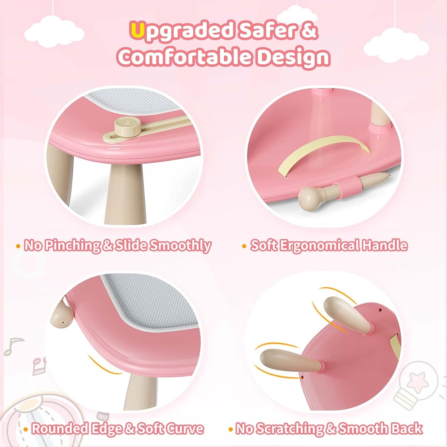 HotKikidex Magnetic Drawing Board, Toddler Girl Toys for 1-3 Year Old, Doodle Board Pad Learning and Educational Toys for 1 2 3 Year Old Baby Kids Birthday Gift (Soft Pink)