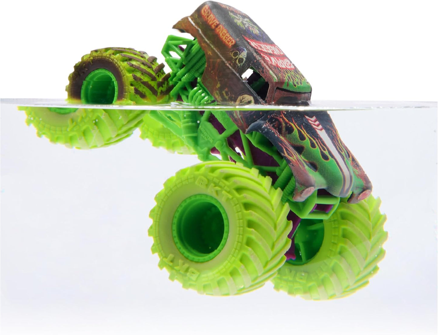 HotMonster Jam Mud Blasters, Grave Digger and Megalodon Color Changing Trucks 2-Pack, 1:64 Die Cast Vehicle, Kids Toys for Boys and Girls 3 and Up