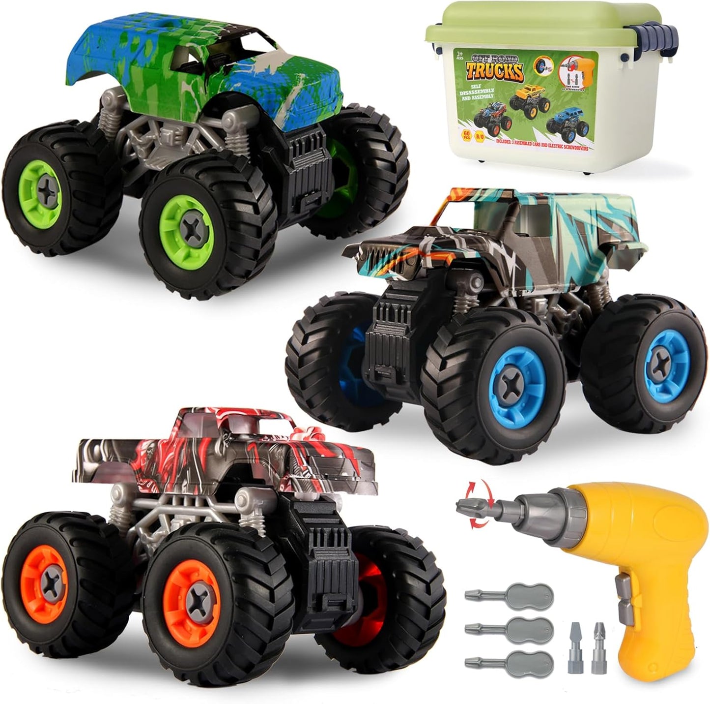 Hot Take Apart Monster Truck Toys for Kids 3 4 5 6 7 8 Year Old Boys, STEM Educational Building Toys with Electric Drill & Storage Box Gift Birthday Christmas for Boys Girls Kids Toddlers