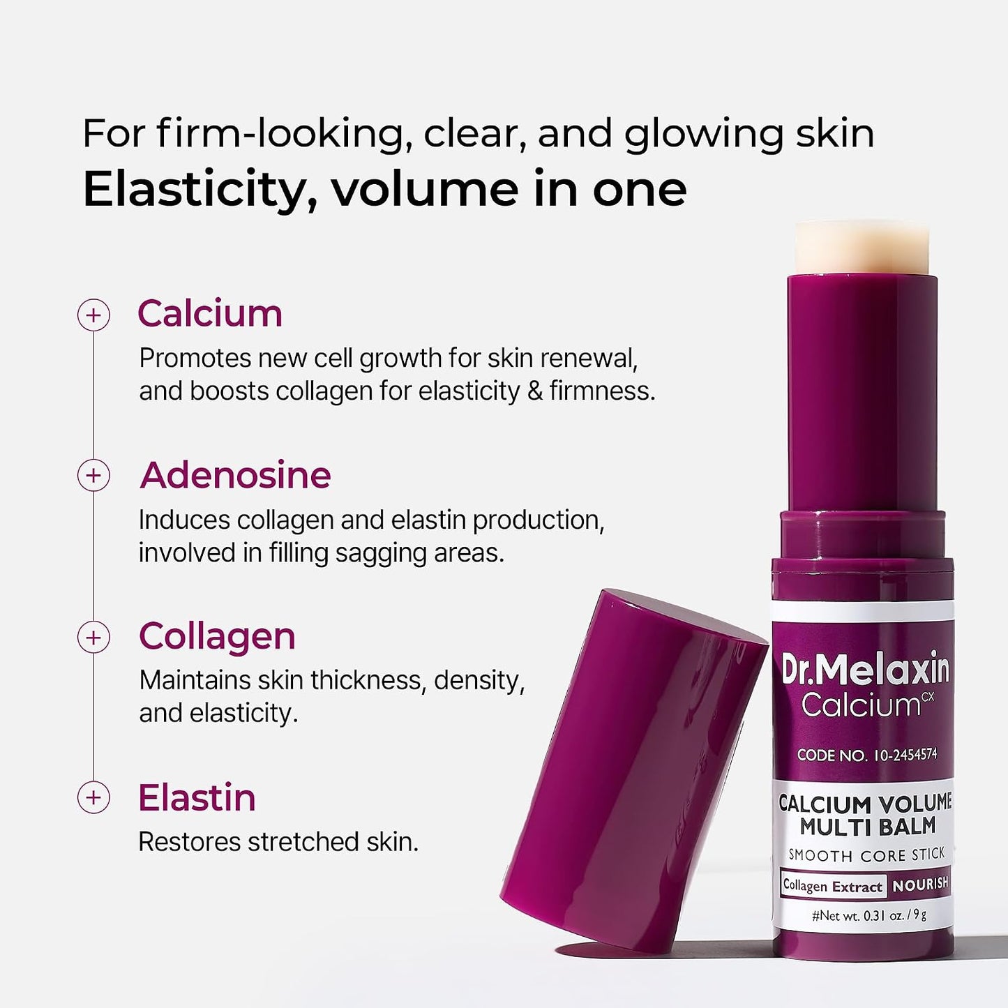 HotDr.Melaxin Collagen Multi Balm Stick, Calcium & Adenosine Korean Wrinkle Stick for Eye, Neck & Face, Firming Collagen Stick, Under Eye Balm for Dark Circles & Depuffing, Korean Skin Care, 0.31 oz