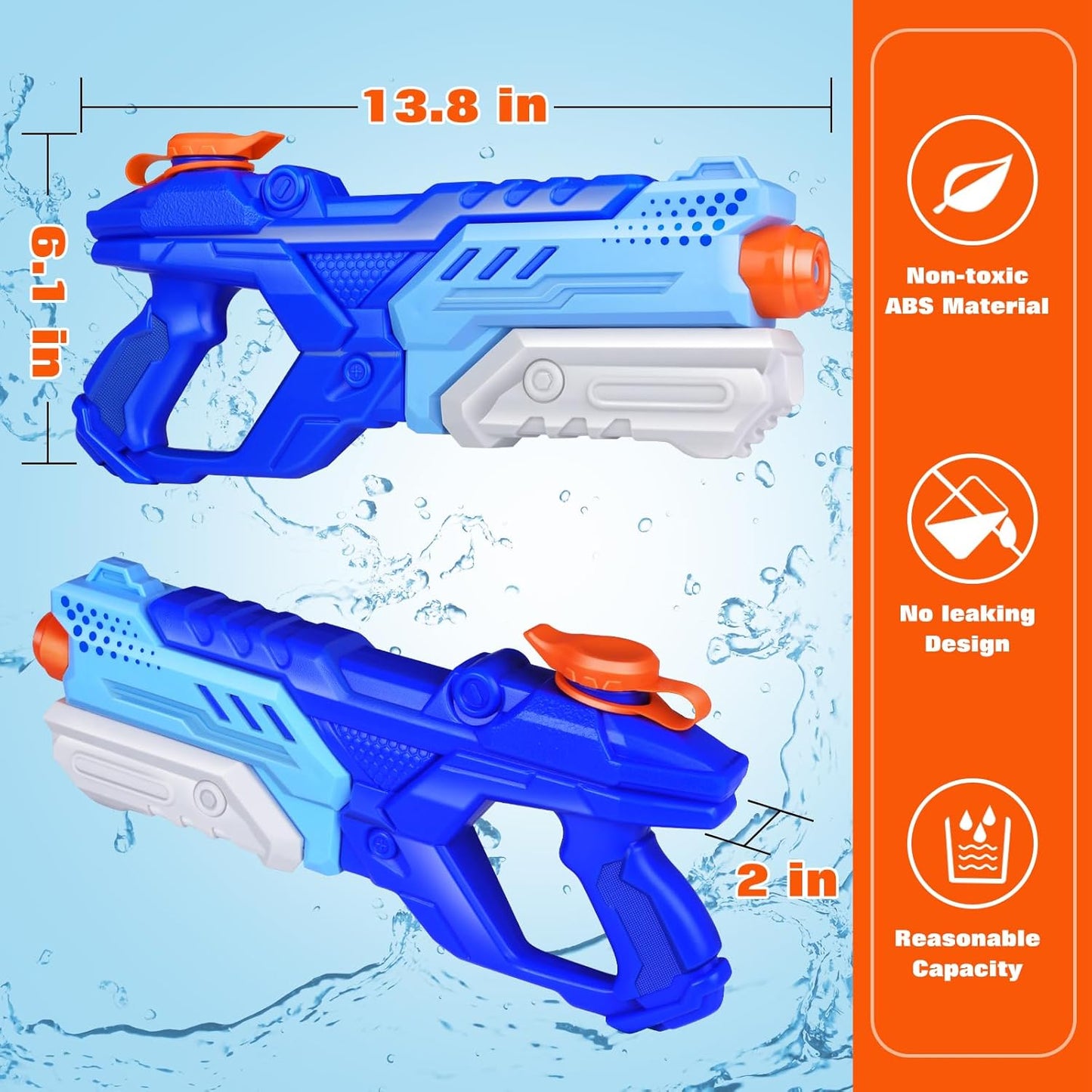 HotQuanquer 3 Pack Water Guns for Kids Adults - 600CC Squirt Water Toy Gun Super Blaster Soaker Long Range High Capacity Summer Swimming Beach Outdoor Water Fighting Play Pool Toys for Boys Girls (Blue)