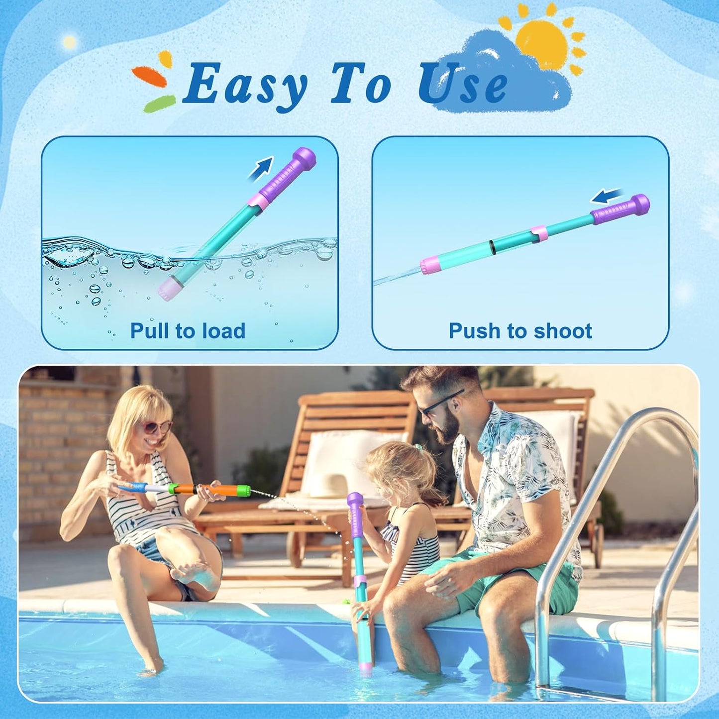 Hot 12 Pack Water Gun Soaker Blaster - Bulk Squirt Guns Kids Adults Pool Toys | Outdoor Swimming Pool Summer Beach Activity Fighting Party Game