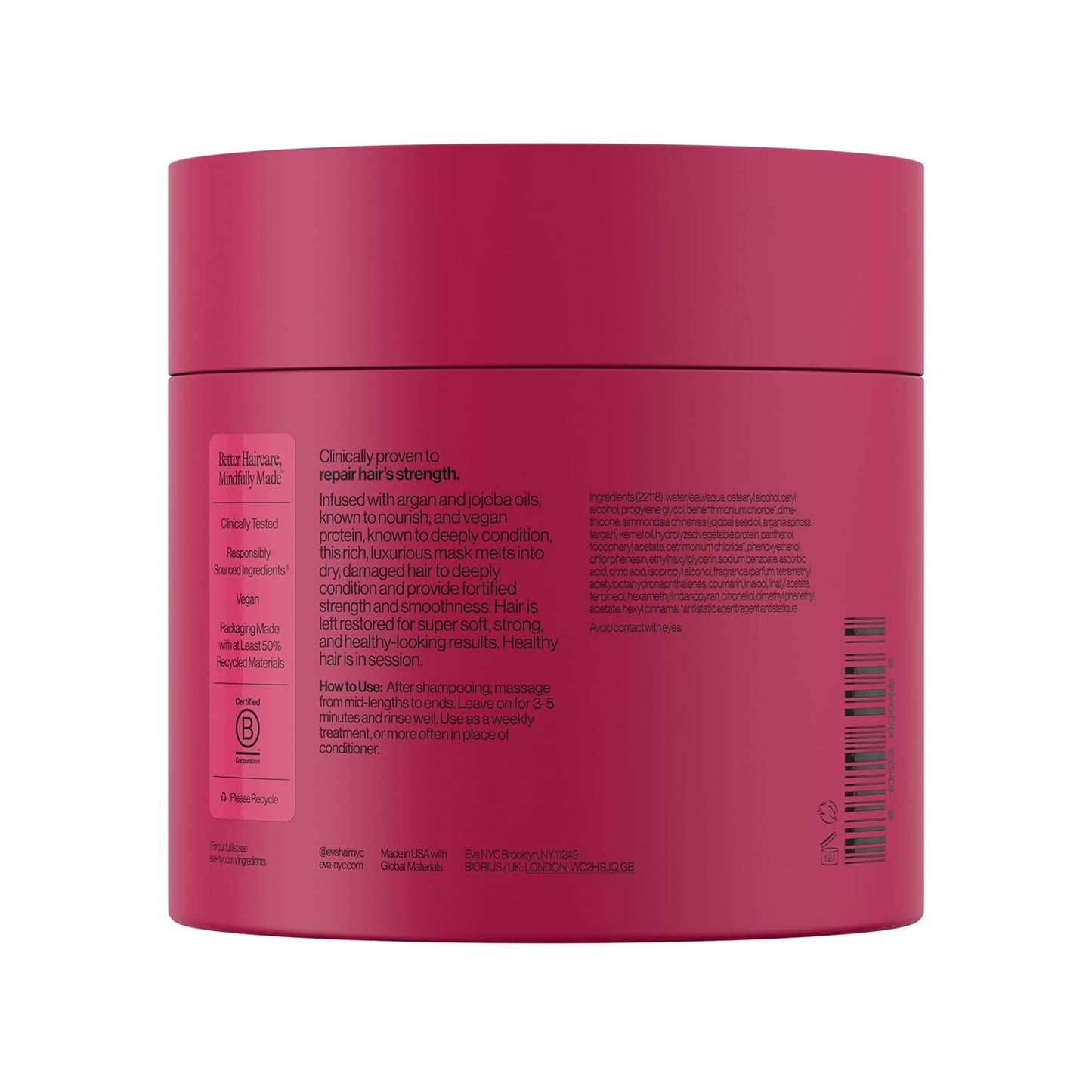 HotEva NYC Therapy Session Deep Conditioning Hair Mask with Vegan Protein, Jojoba Oil + Argan Oil - Hydrate, Soften + Repair Hair Strength - Sulfate Free - Warm Vanilla Scent - 13.5 fl oz