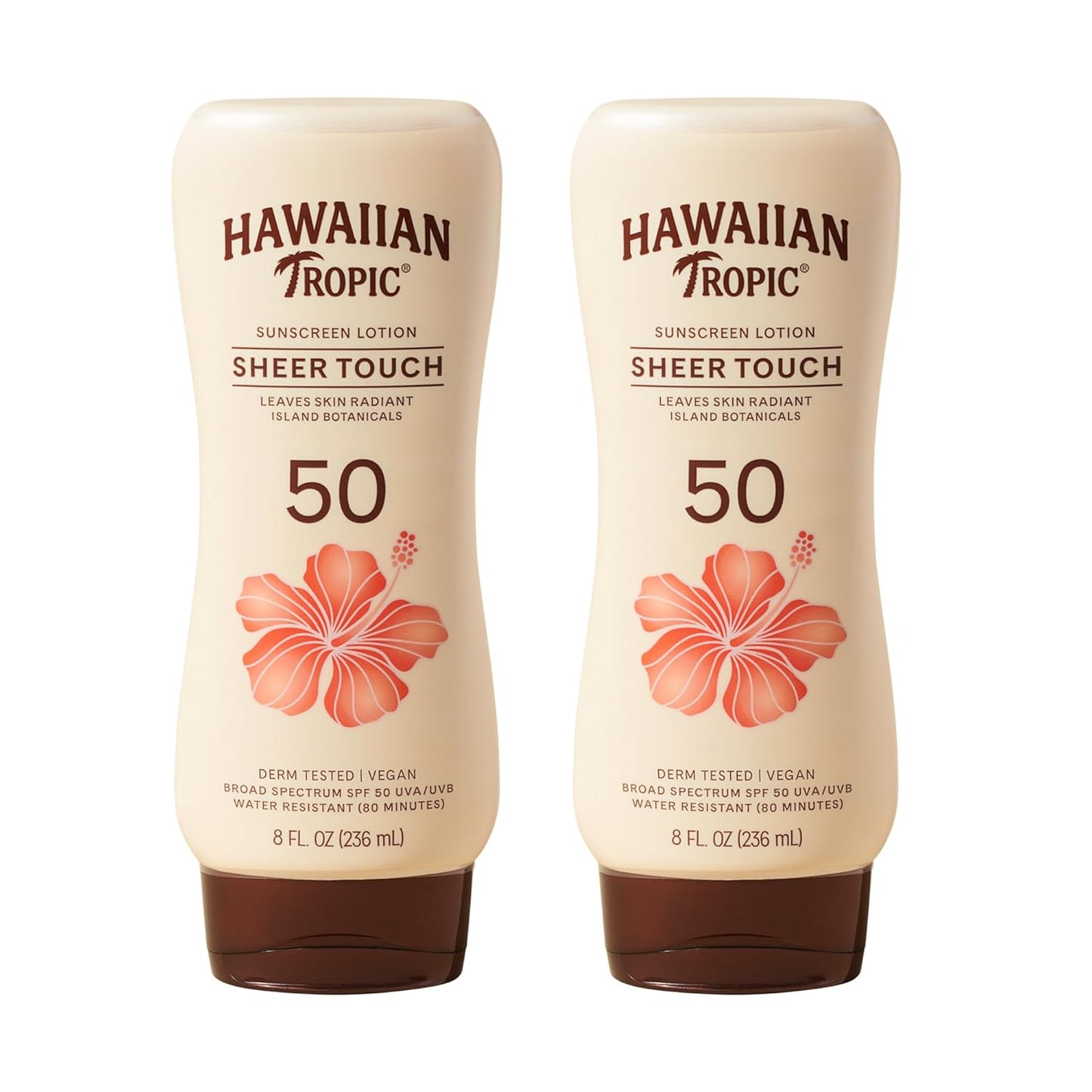 HotHawaiian Tropic Sheer Touch Ultra Radiance Lotion Sunscreen SPF 50, 8 Fl Oz Twin Pack, Hawaiian Tropic Sunscreen SPF 50, Sunblock, Oxybenzone Free Sunscreen, Body Sunscreen Pack, 8 Fl Oz each