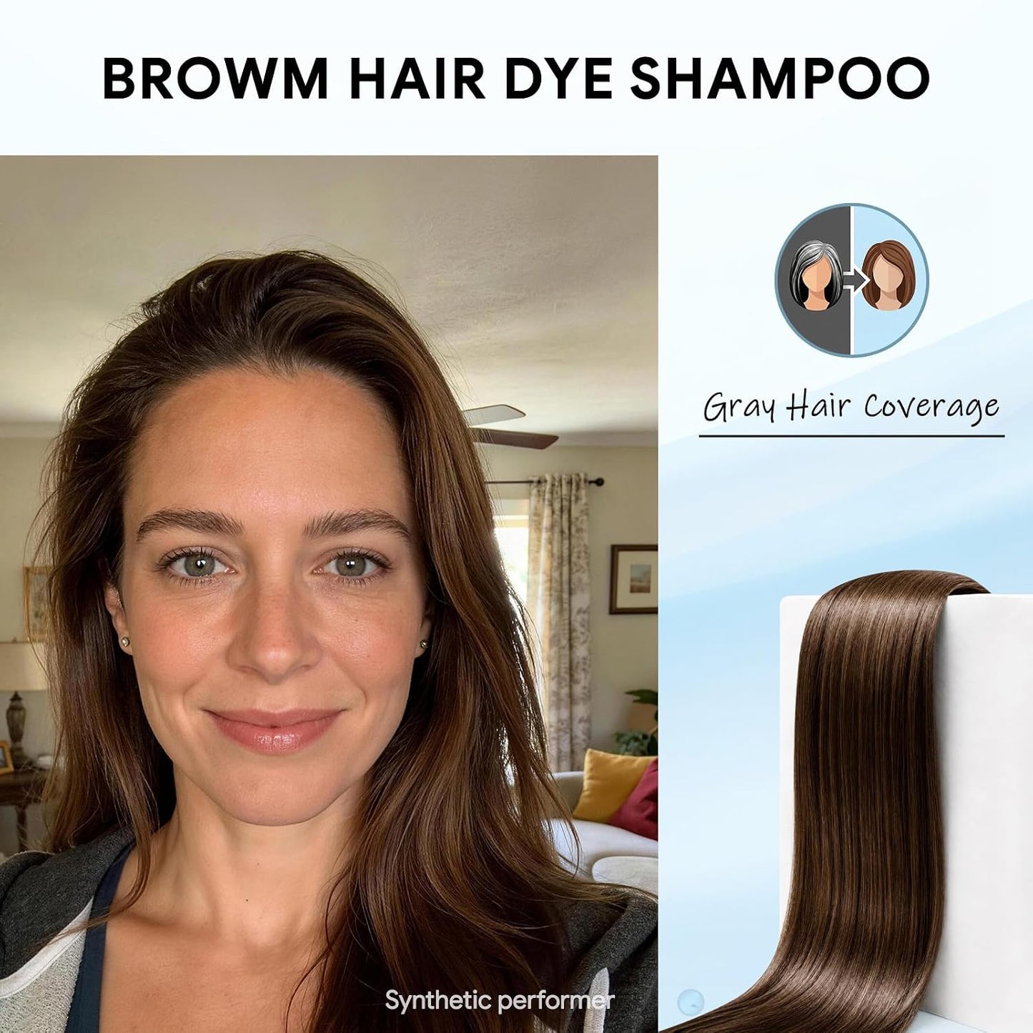 HotIvnil Brown Hair Dye Shampoo for Gray Coverage Hair Color Shampoo Champu Con Tinte Para Canas 3 in 1 Men and Women