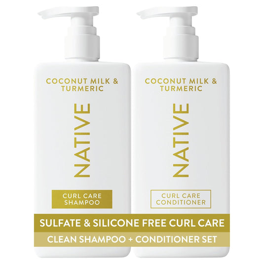 HotNative Coconut & Turmeric Shampoo and Conditioner Contain Naturally Derived Ingredients | All Hair Types, Color & Treated, Fine to Dry Damaged, Sulfate & Dye Free - 2-Pack