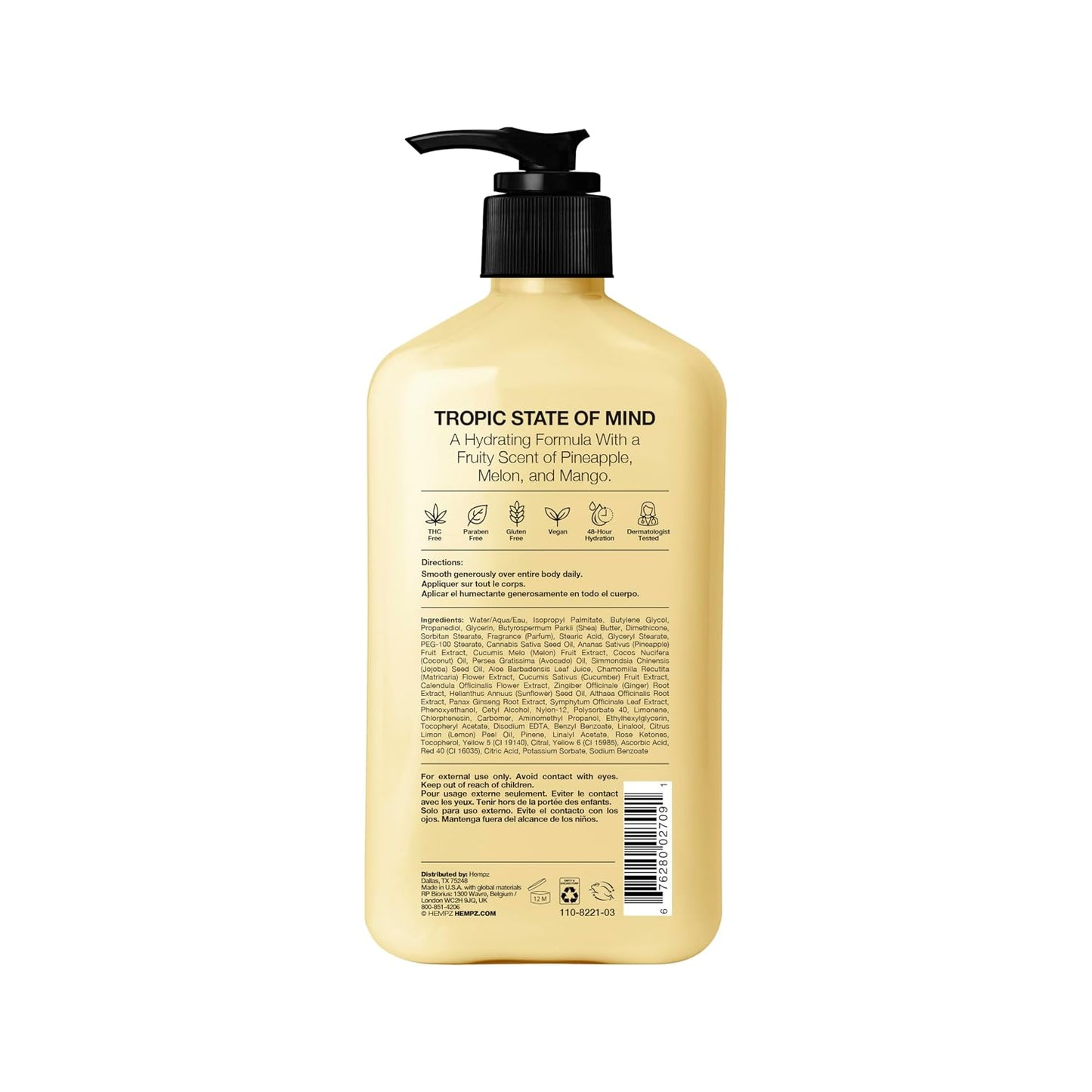 HotHEMPZ Body Lotion - Sweet Pineapple and Honey Melon - Daily Moisturizing Cream - 17oz
