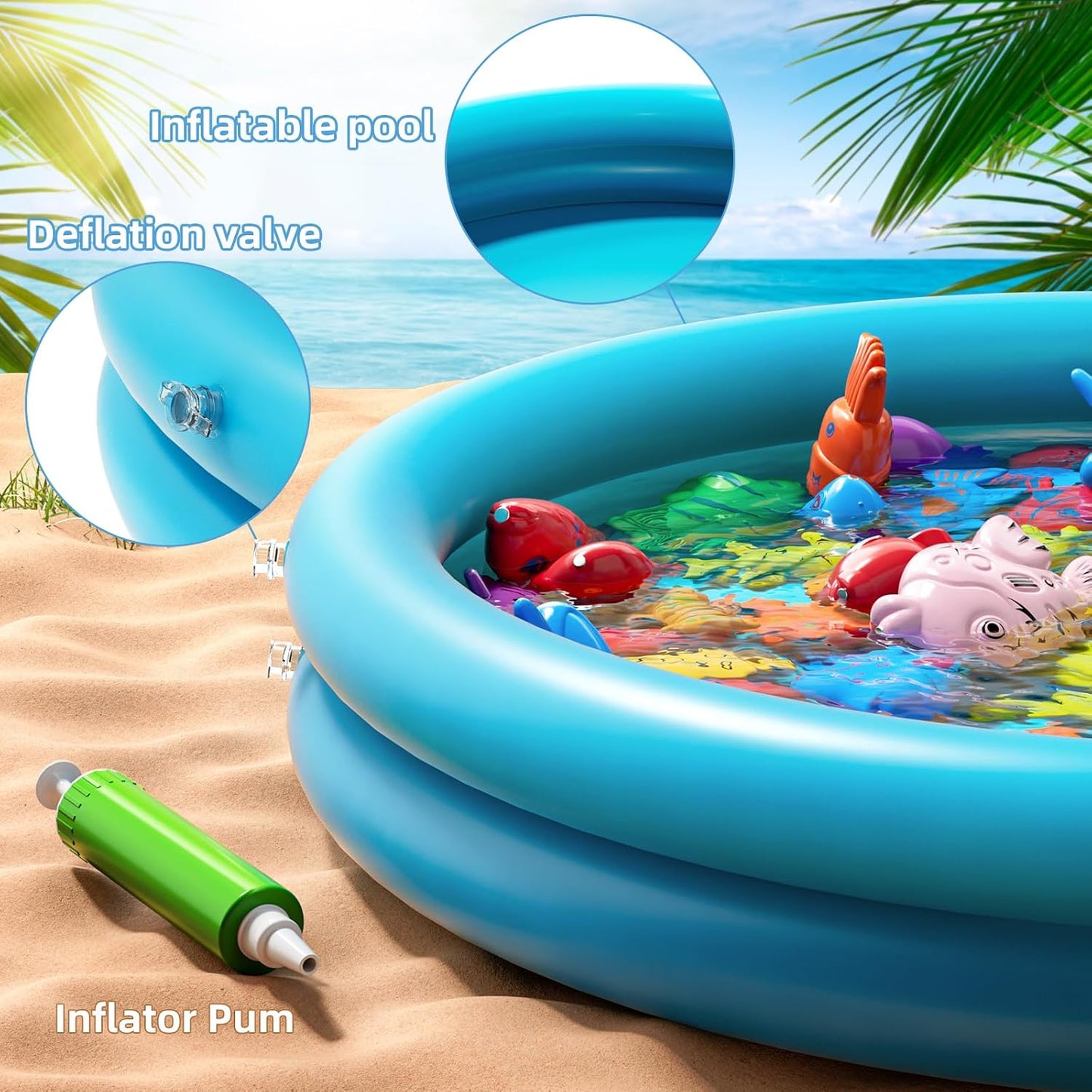 Hot NIPLOOOW Pool Fishing Toys Games, Water Table Bathtub Toy with Inflatable Pool Pole Rod Net Plastic Floating Fish, Birthday Gifts for Kids Age 3 4 5 6 Year Old,Kids Outdoor Toys