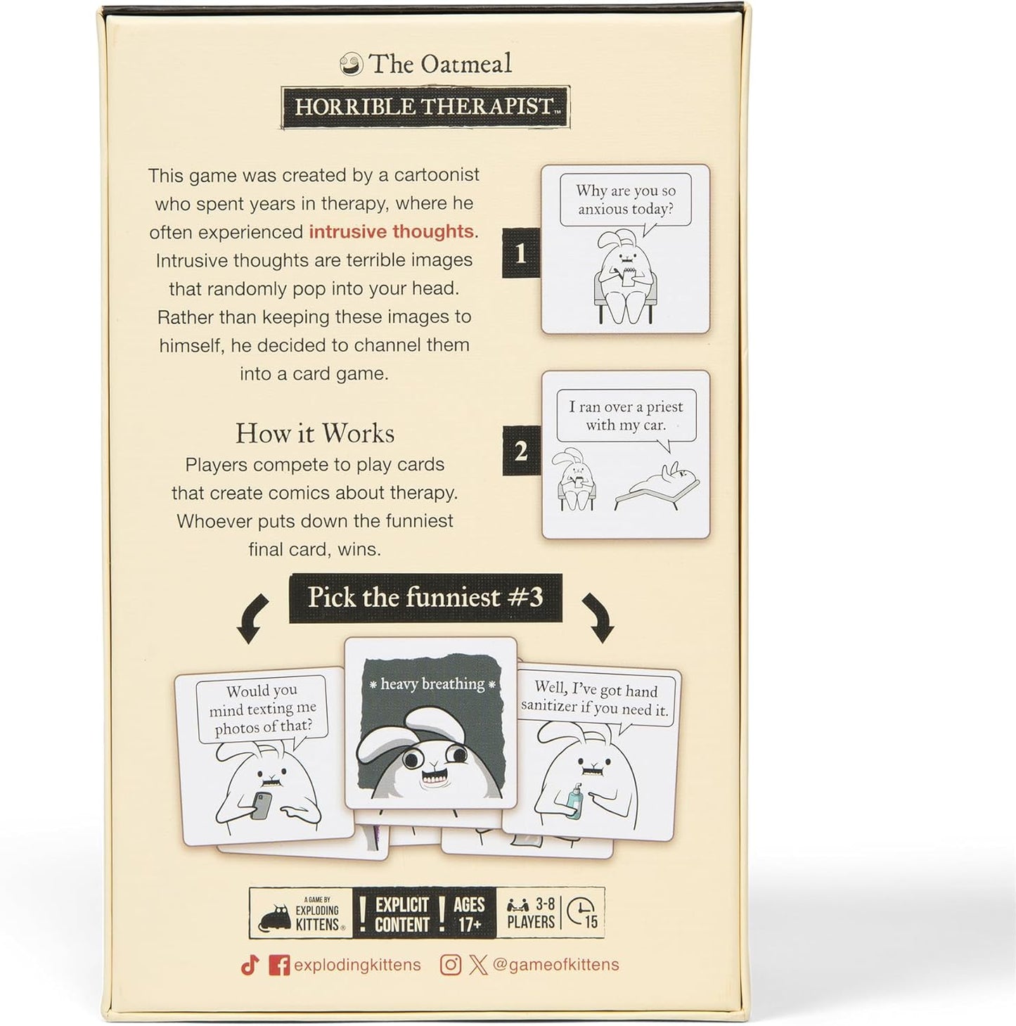 HotHorrible Therapist: Extra Horrible Edition by Exploding Kittens - A Card Game for 3-8 Players, Ages 17+ - Adult Party Game for Family Night | Build wildly inappropriate therapy comics with friends and family in this viral adult-only party game from The