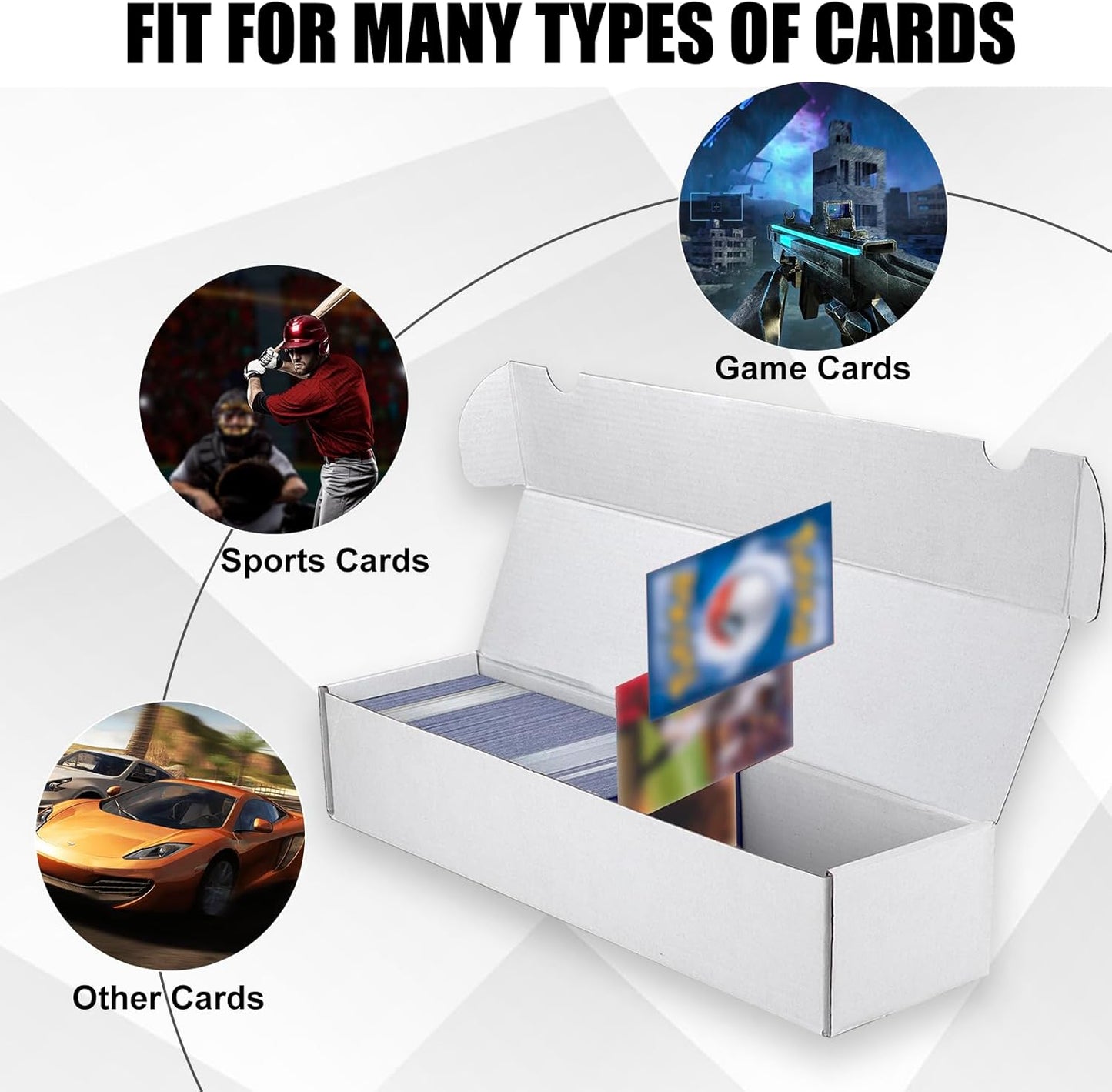 HotTrading Card Storage Box, 10-Pack 1100 Count White Corrugated Cardboard Bulk Sports Storage Box for TCG/Magic/Mtg Basketball Cards, Collectible Trading Cards