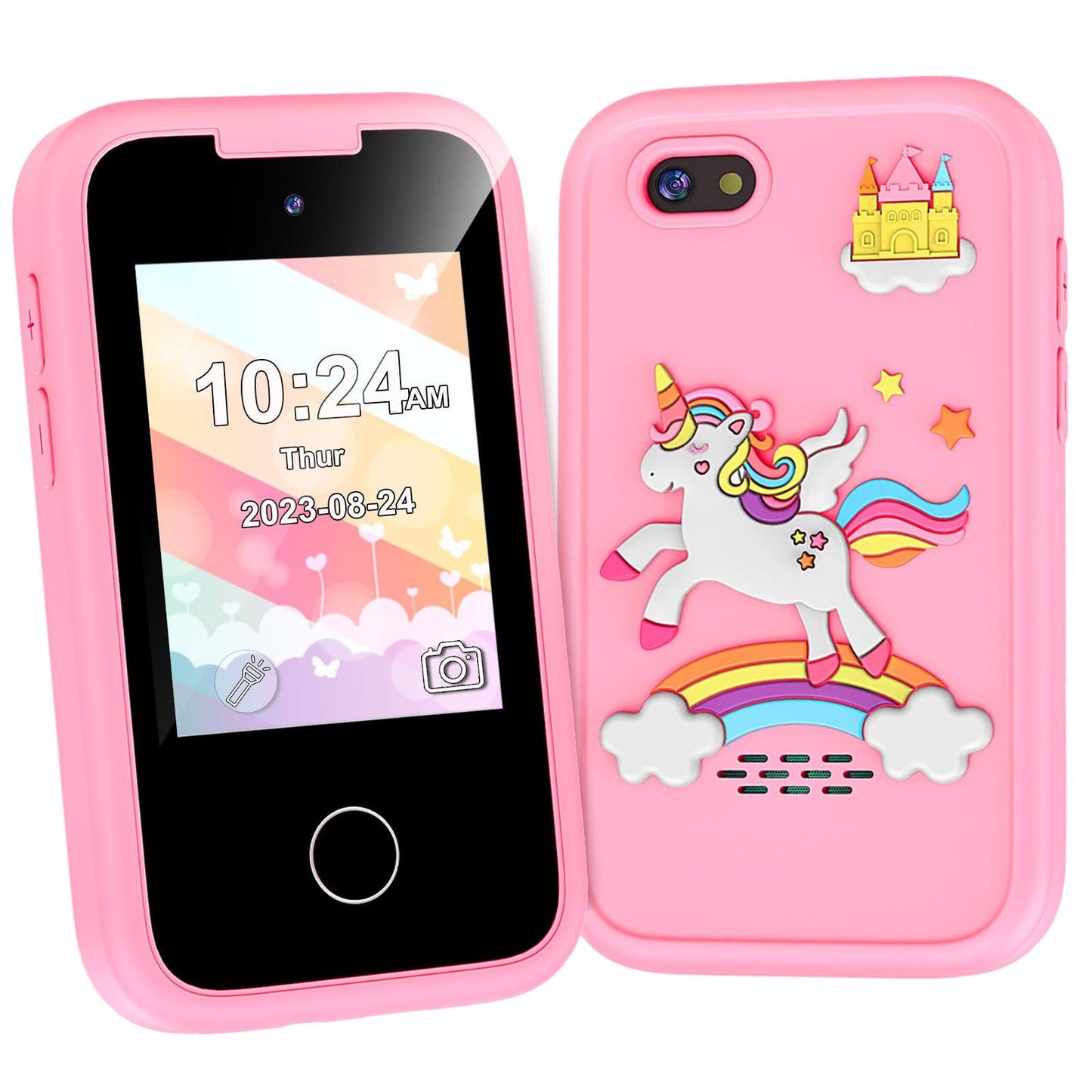 Hot Kids Smart Phone with Dual Camera, Game & Music Player, Toddler Learning Play Toy Cell Phone, Gifts for Girls, Christmas, Birthday, Age 3-10, Light Pink